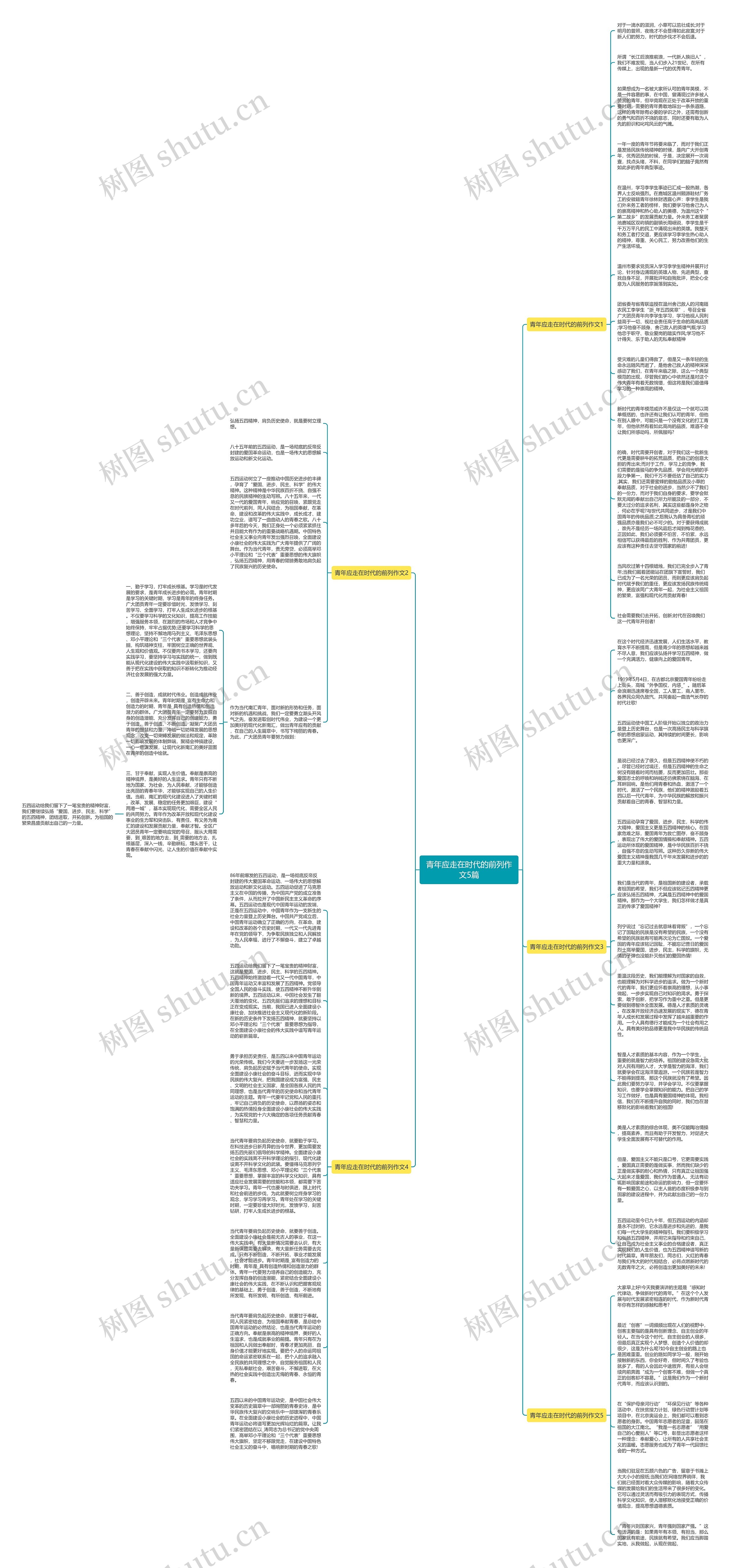 青年应走在时代的前列作文5篇思维导图