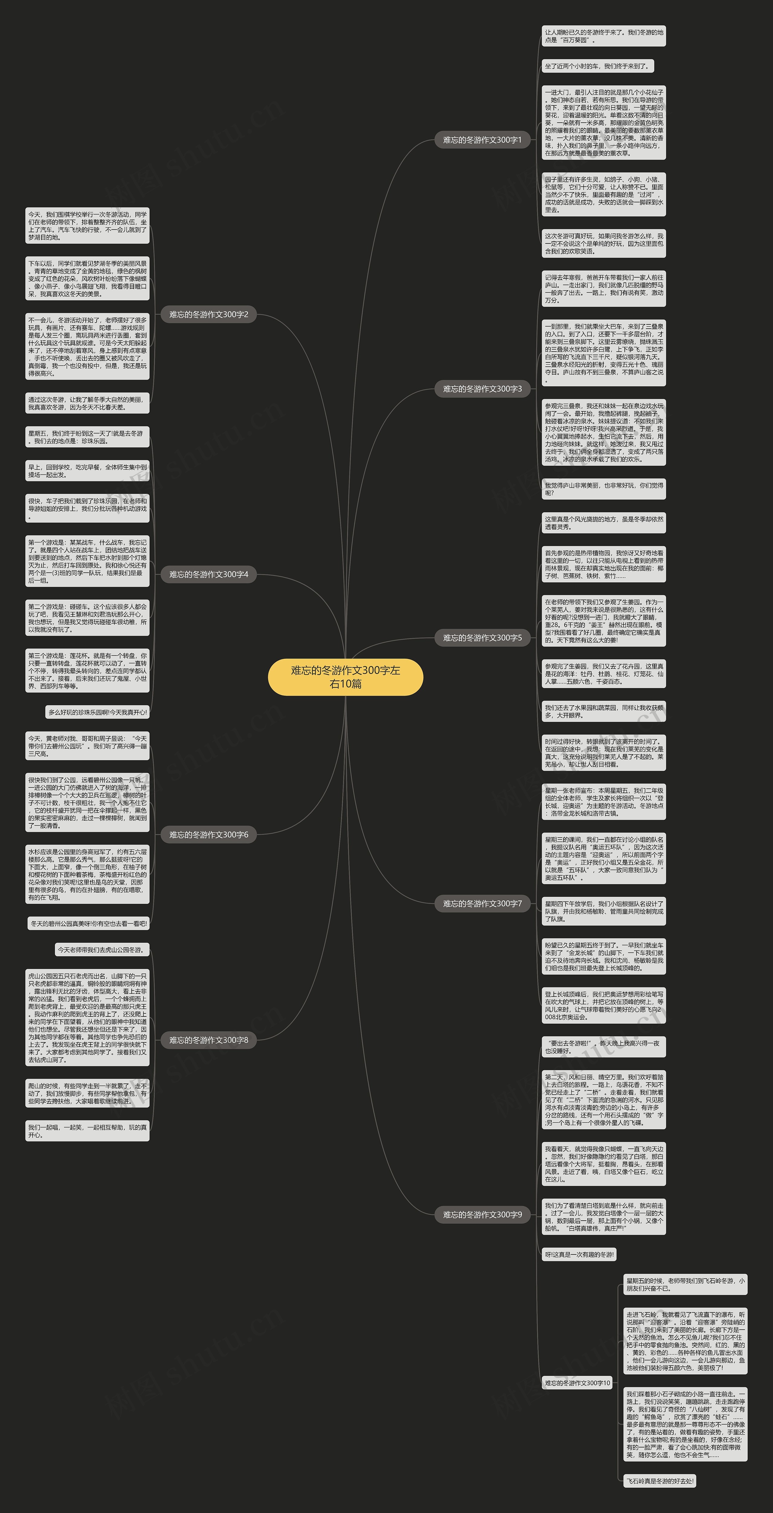 难忘的冬游作文300字左右10篇思维导图