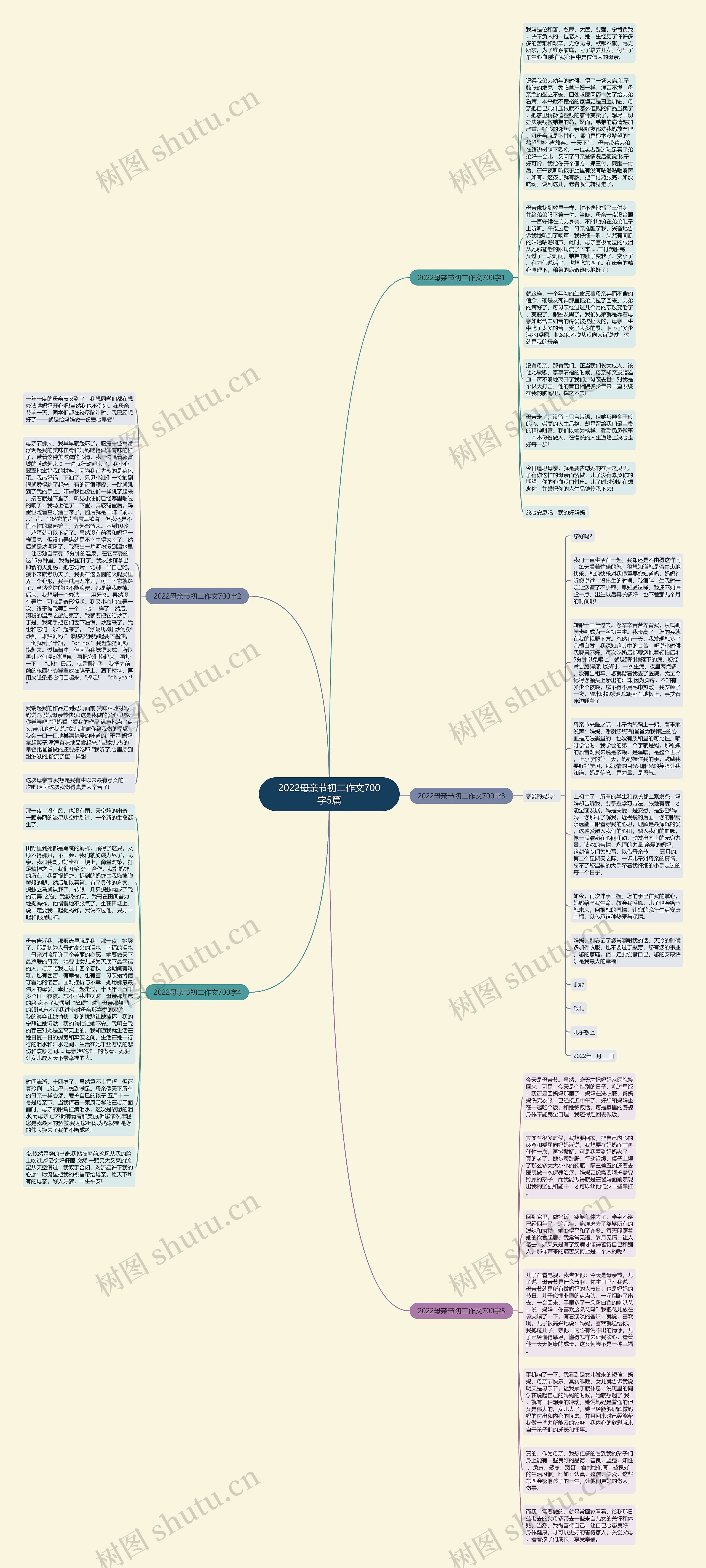 2022母亲节初二作文700字5篇思维导图