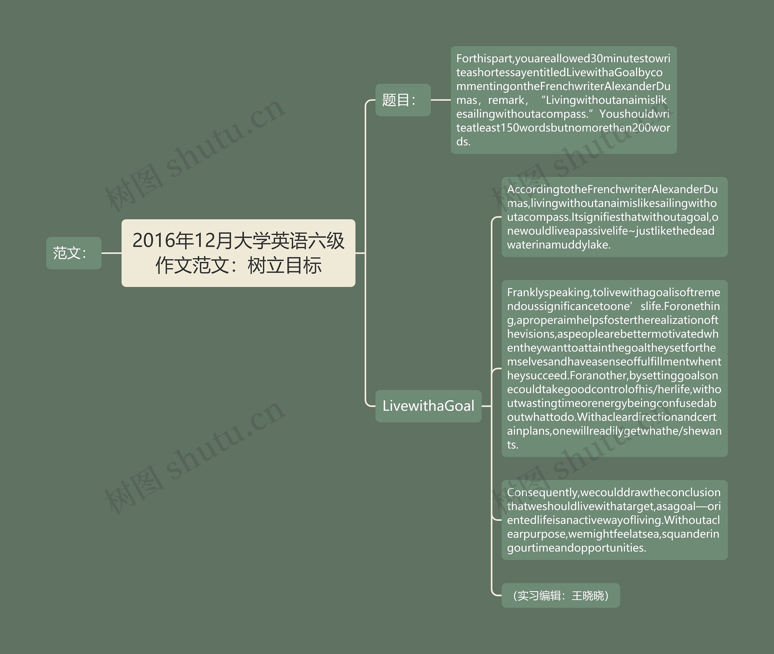 2016年12月大学英语六级作文范文：树立目标