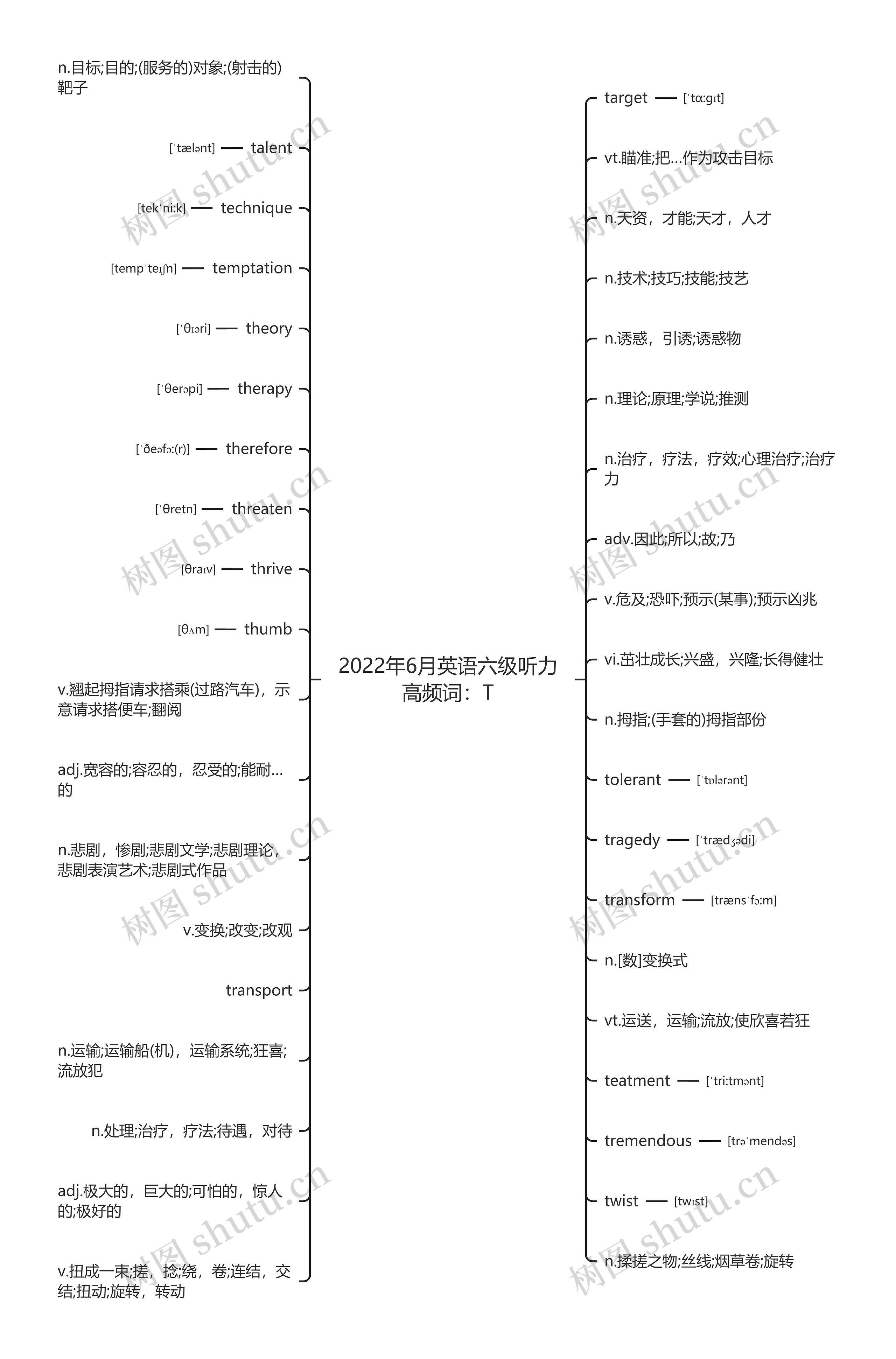 2022年6月英语六级听力高频词：T