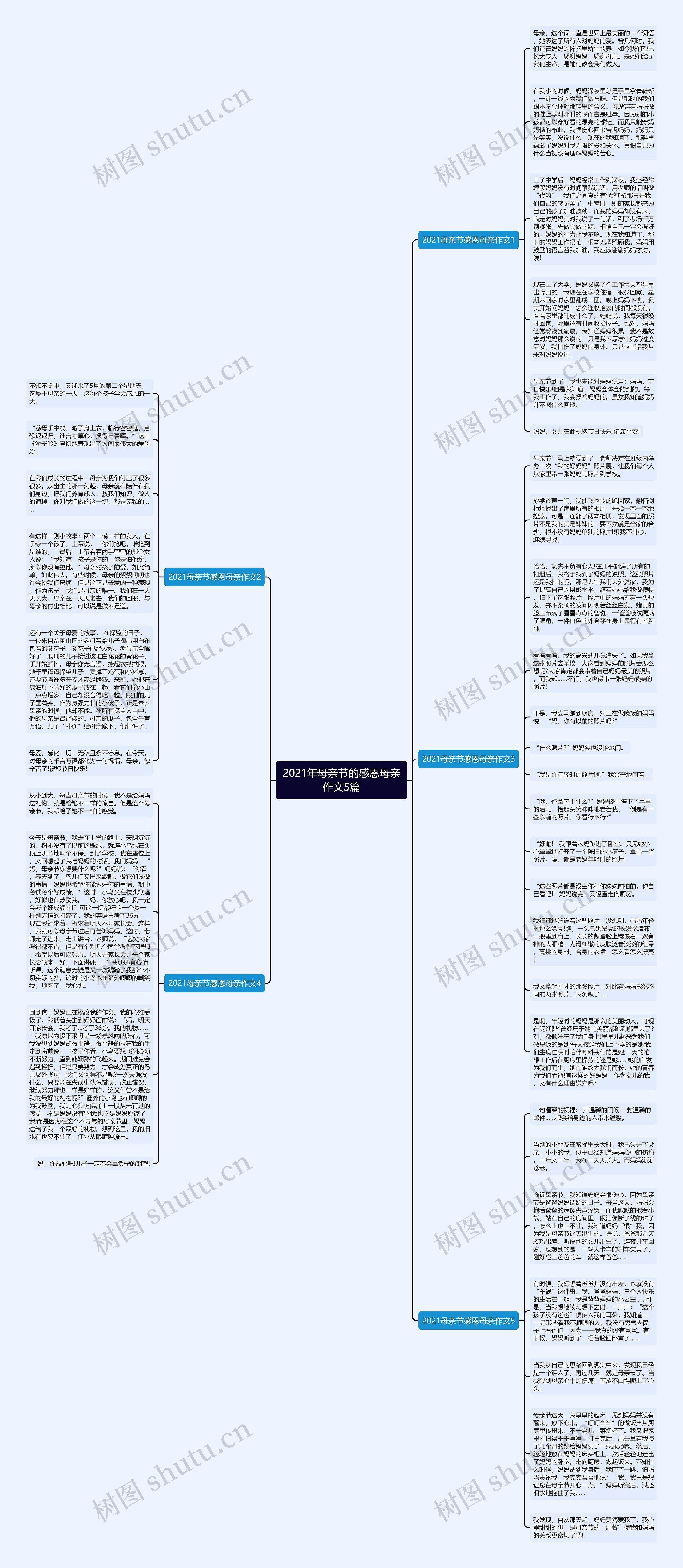 2021年母亲节的感恩母亲作文5篇思维导图