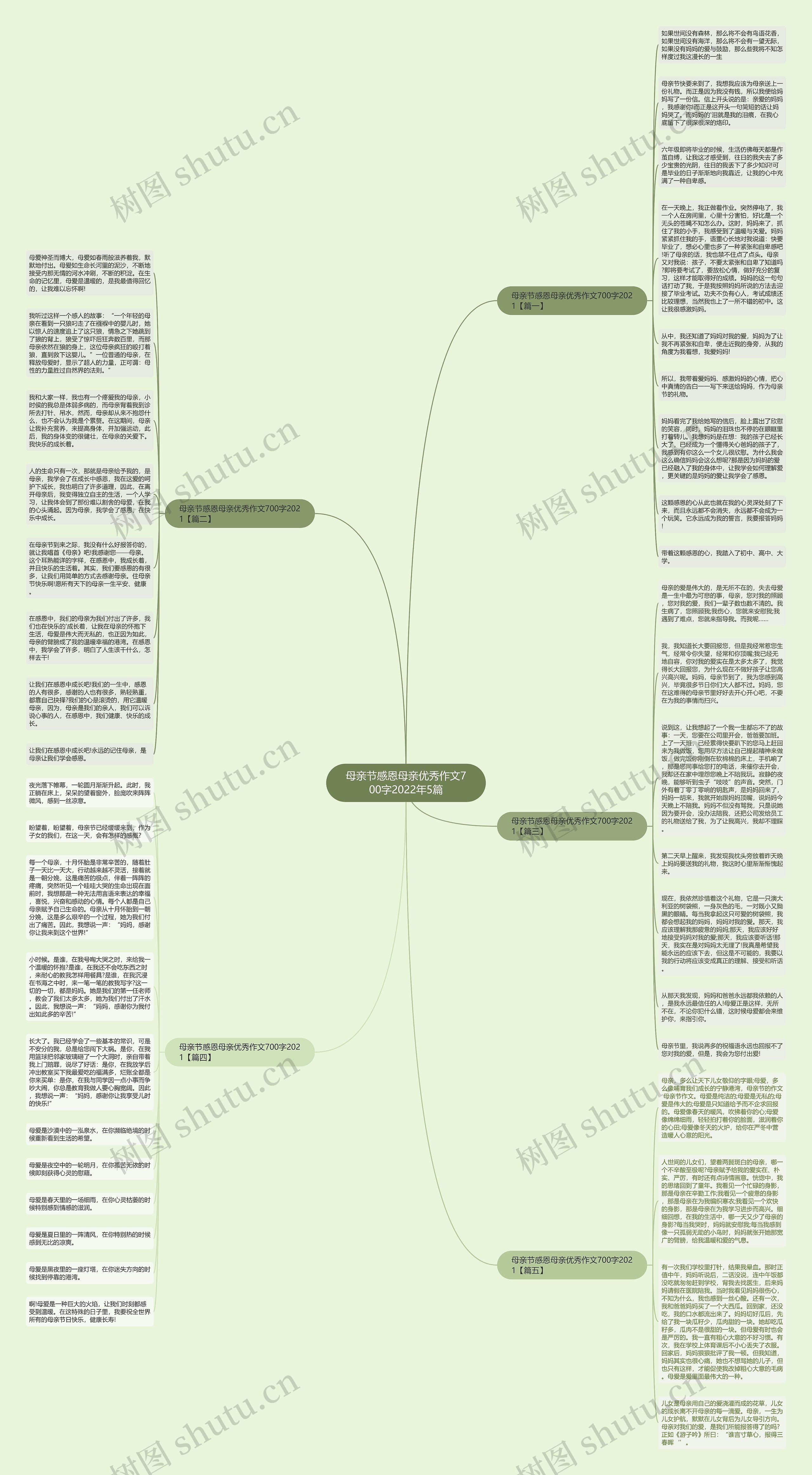 母亲节感恩母亲优秀作文700字2022年5篇思维导图