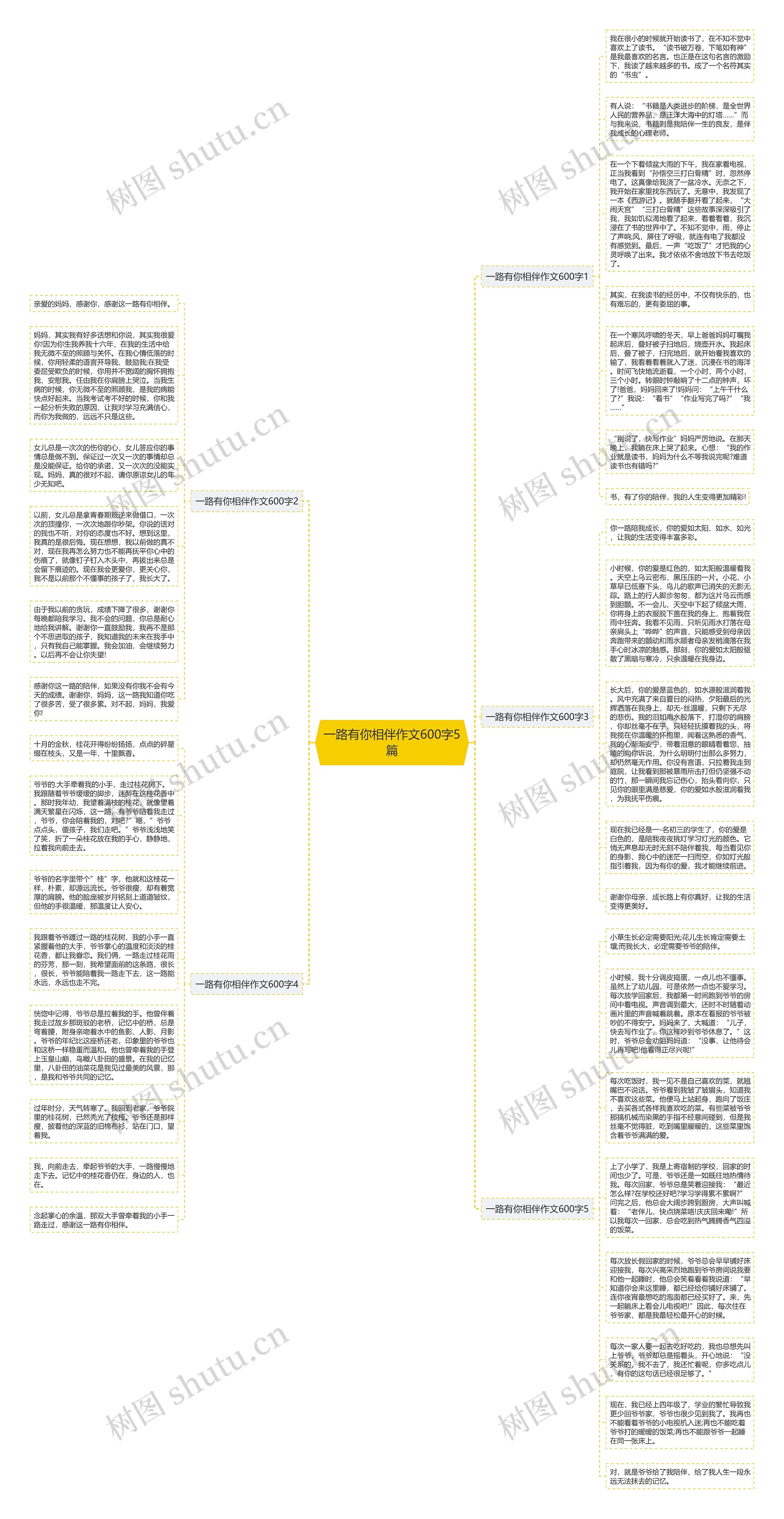一路有你相伴作文600字5篇思维导图
