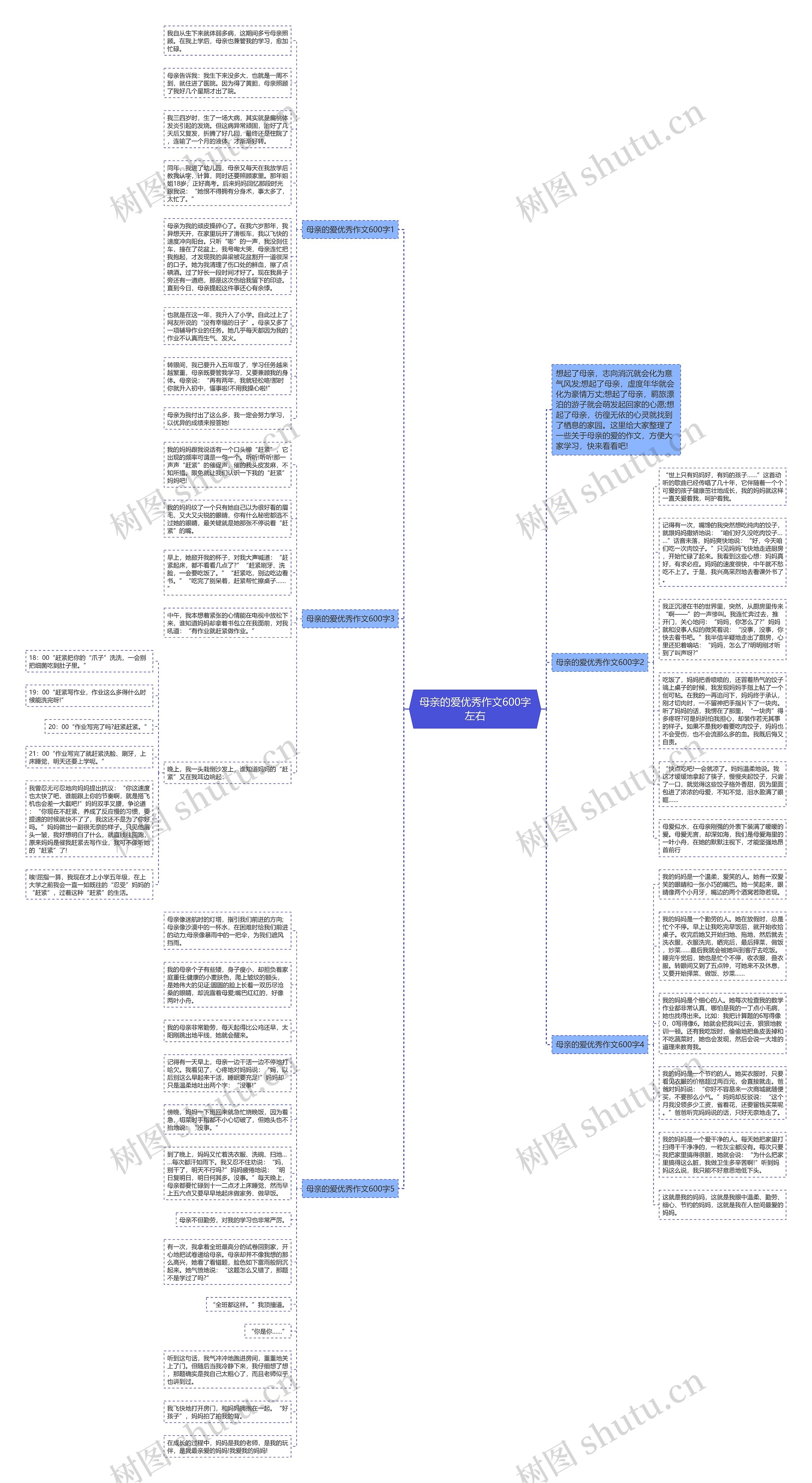 母亲的爱优秀作文600字左右思维导图