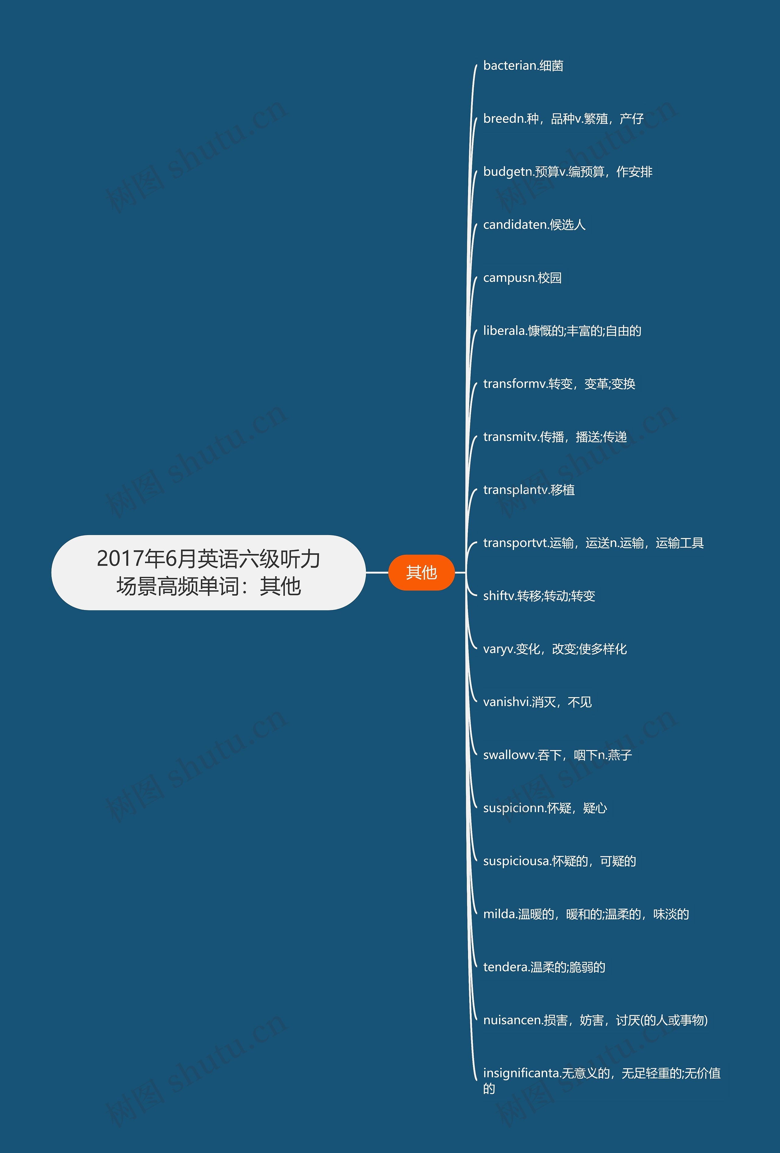 2017年6月英语六级听力场景高频单词：其他思维导图