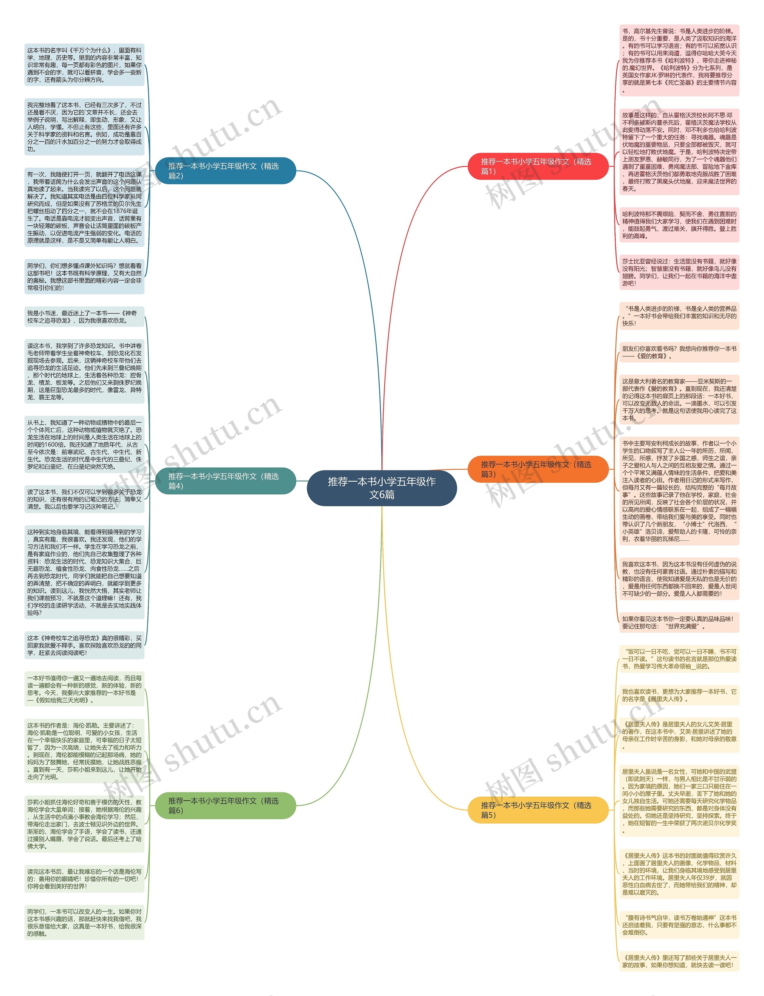 推荐一本书小学五年级作文6篇思维导图