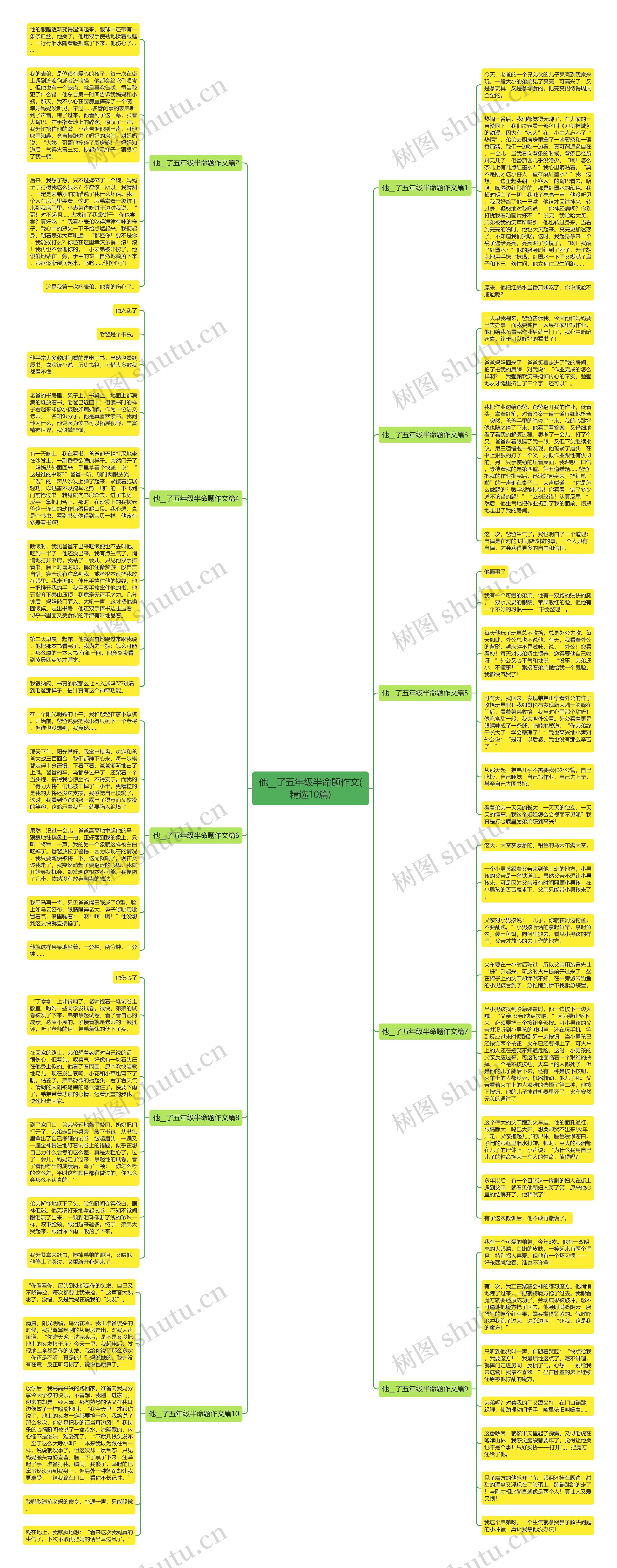 他__了五年级半命题作文(精选10篇)思维导图