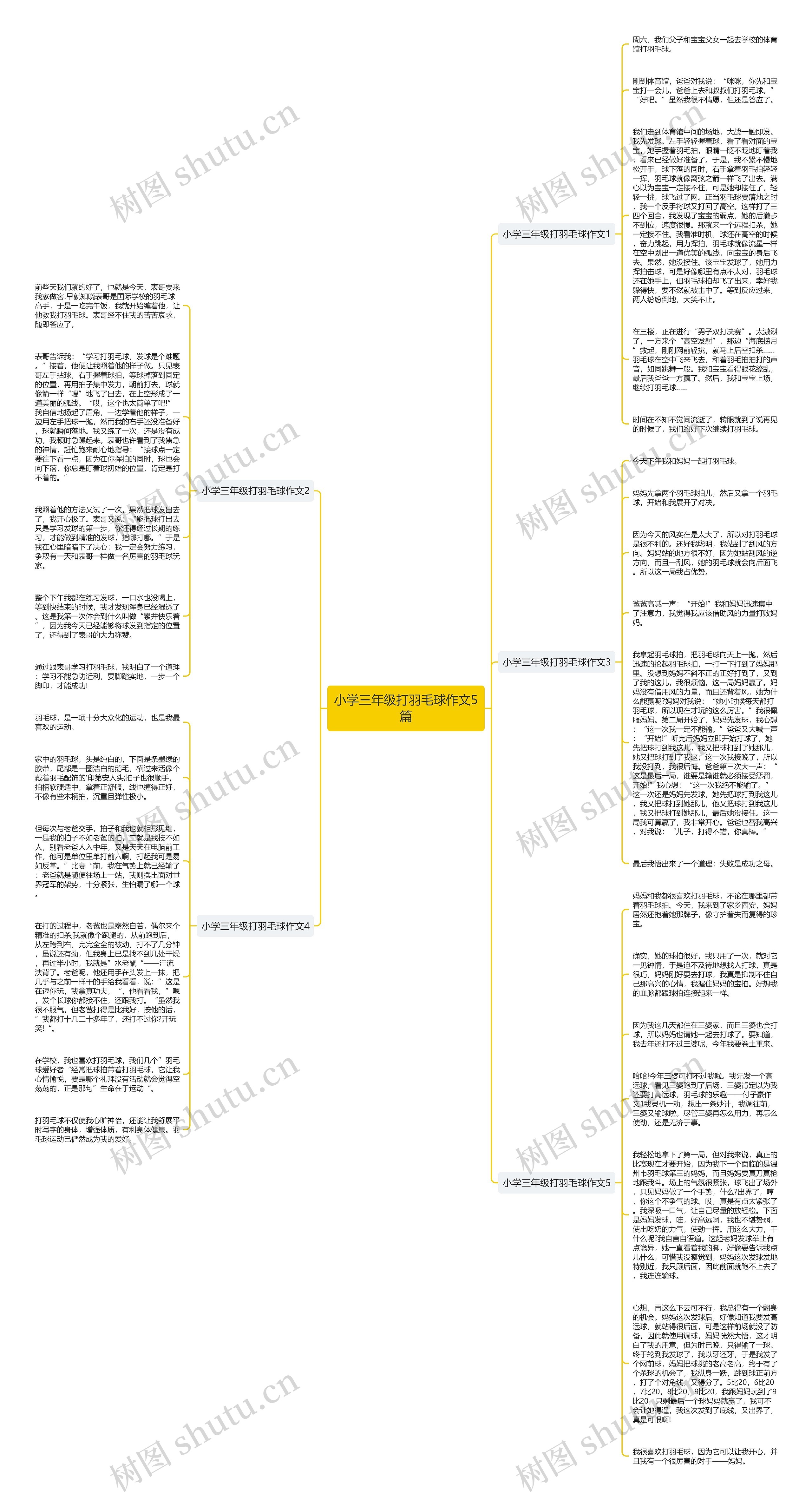 小学三年级打羽毛球作文5篇思维导图