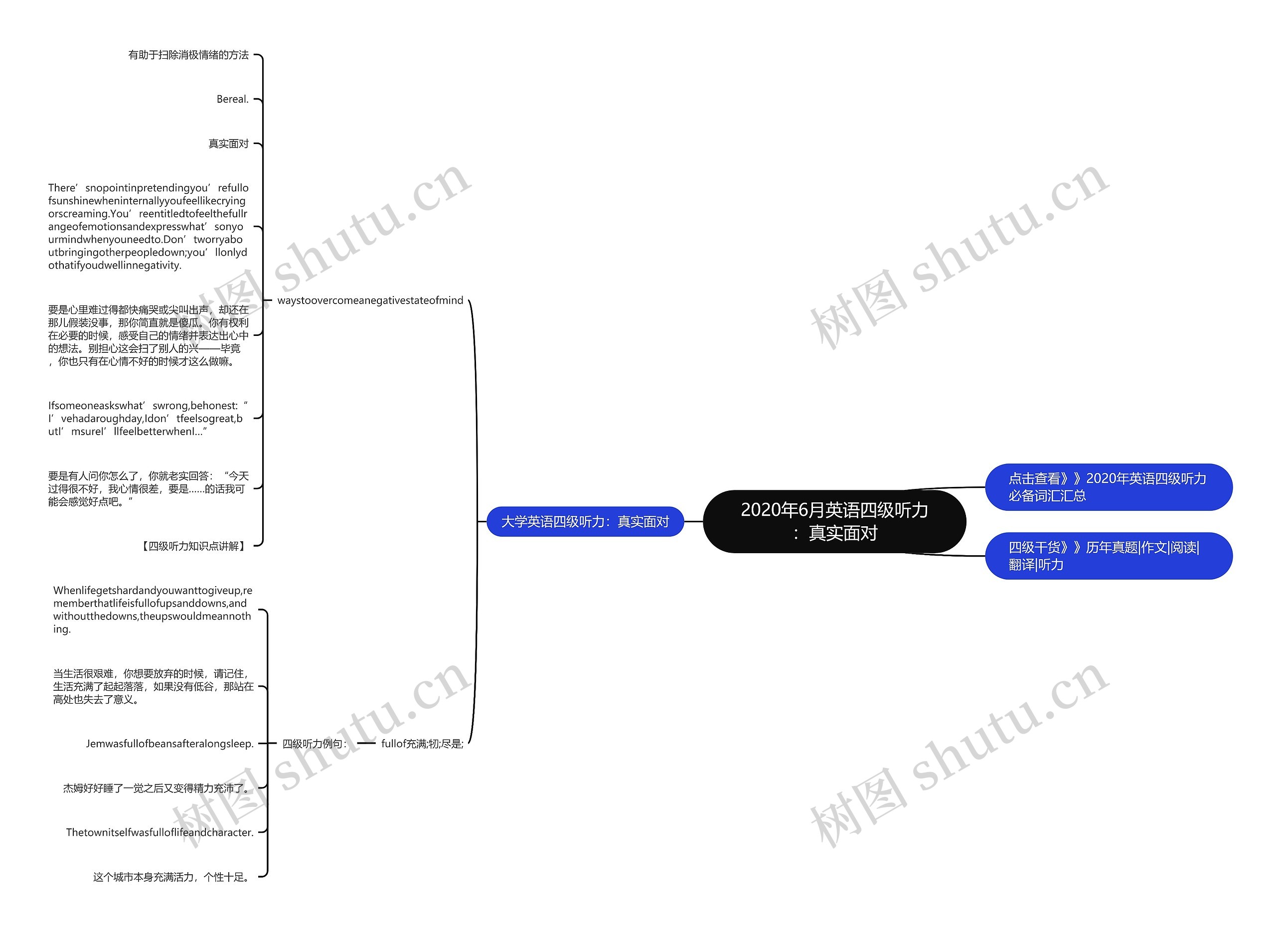 2020年6月英语四级听力：真实面对思维导图