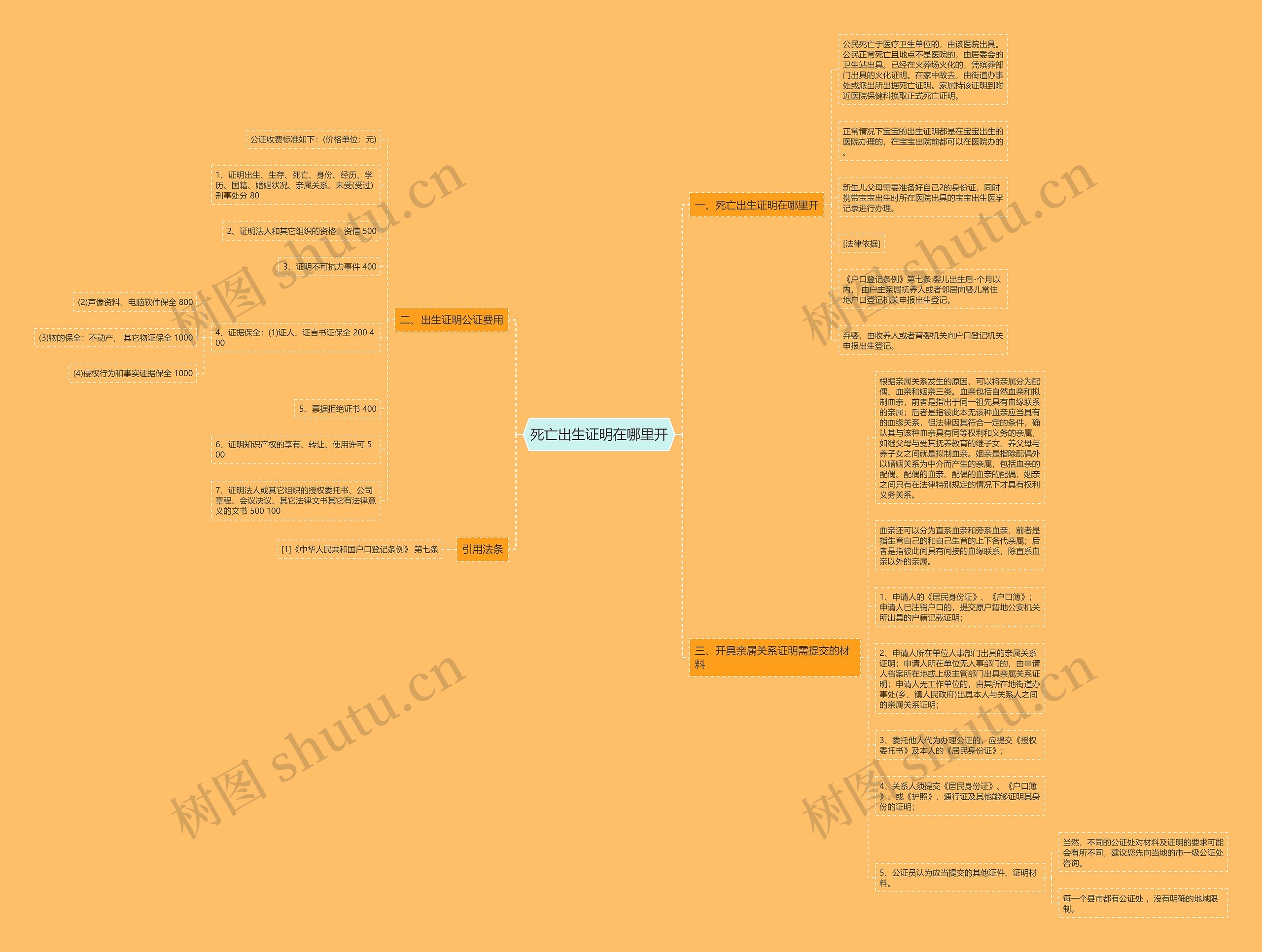 死亡出生证明在哪里开思维导图