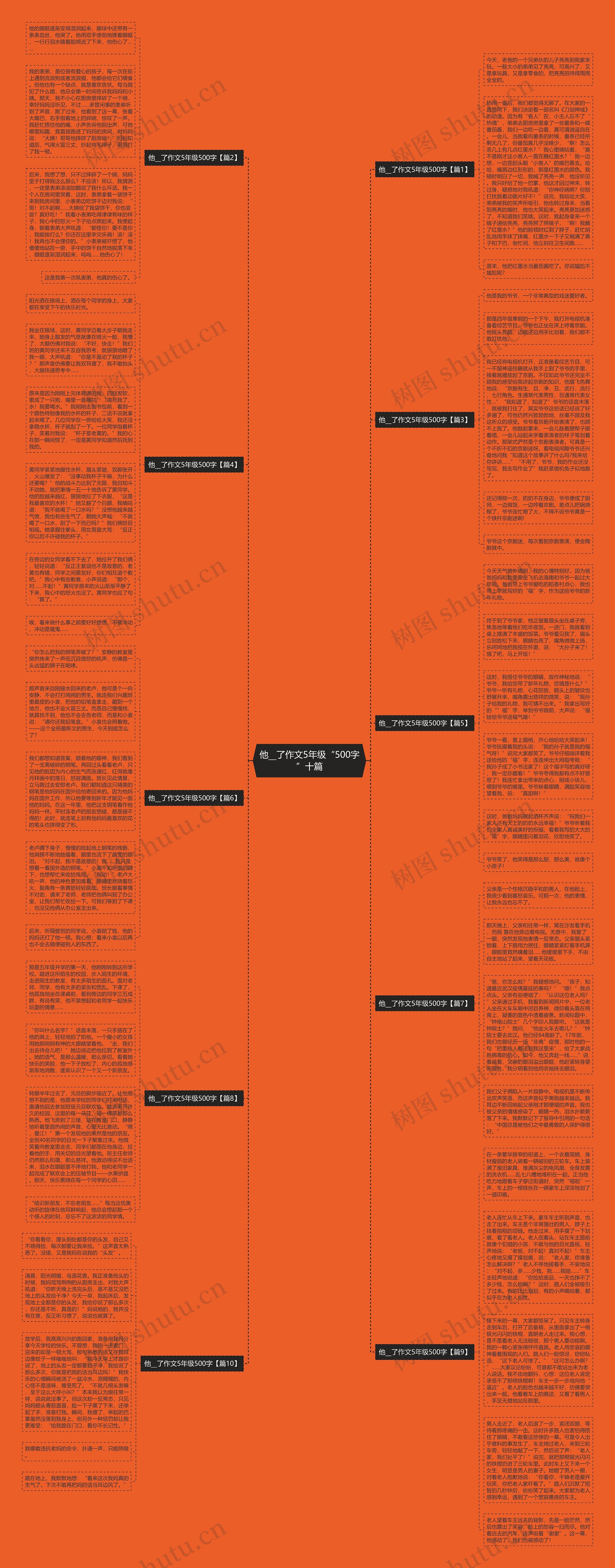 他__了作文5年级“500字”十篇思维导图