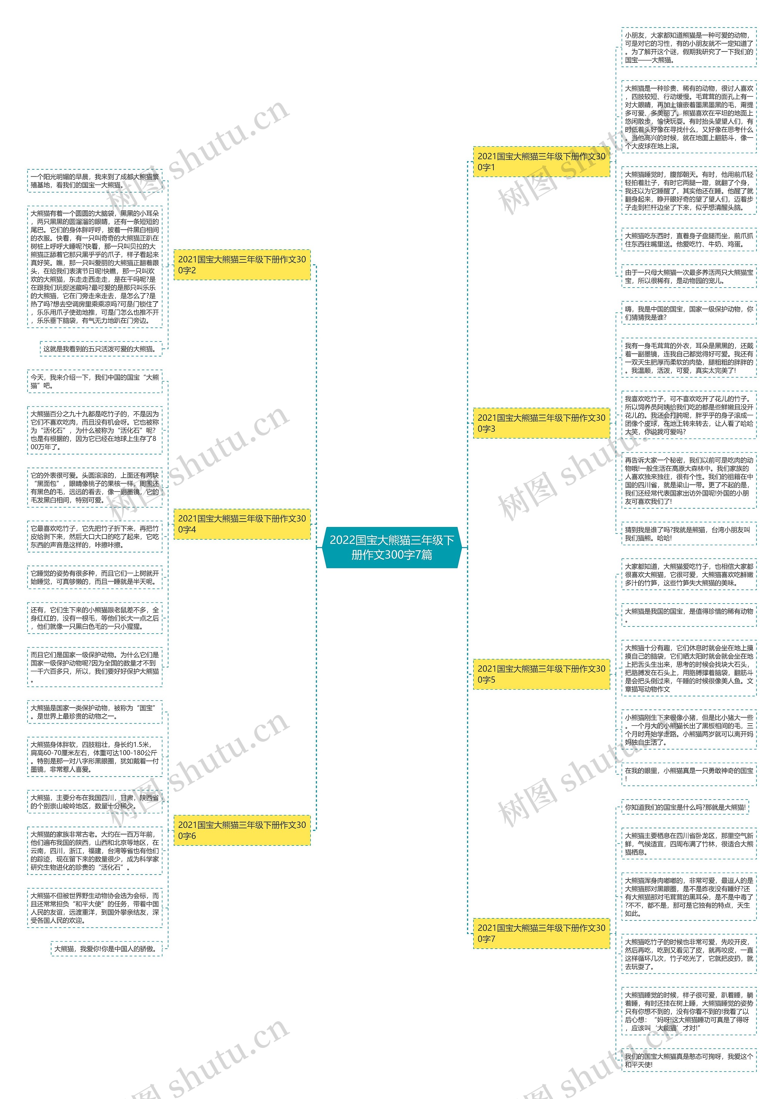 2022国宝大熊猫三年级下册作文300字7篇思维导图