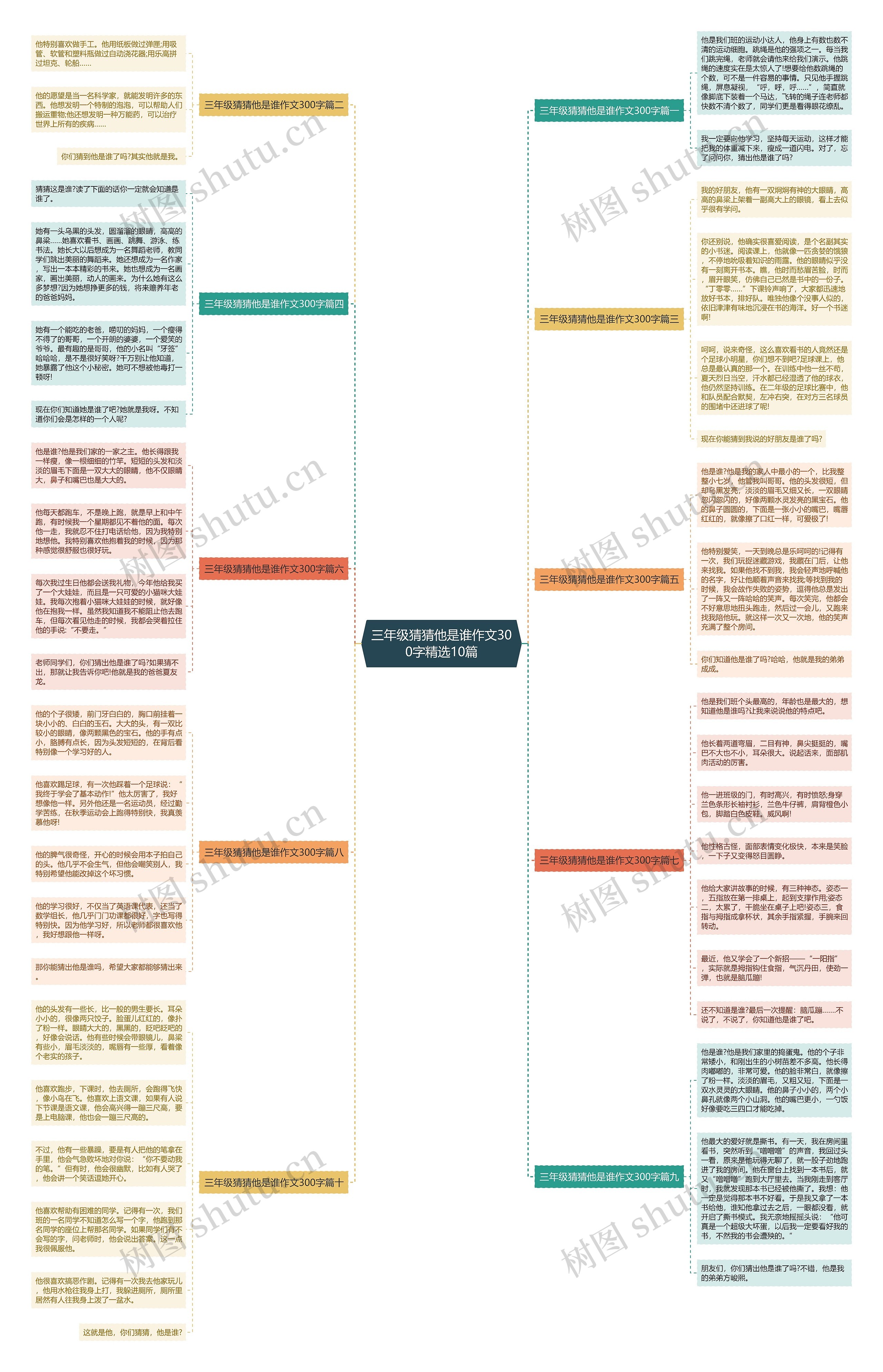 三年级猜猜他是谁作文300字精选10篇思维导图
