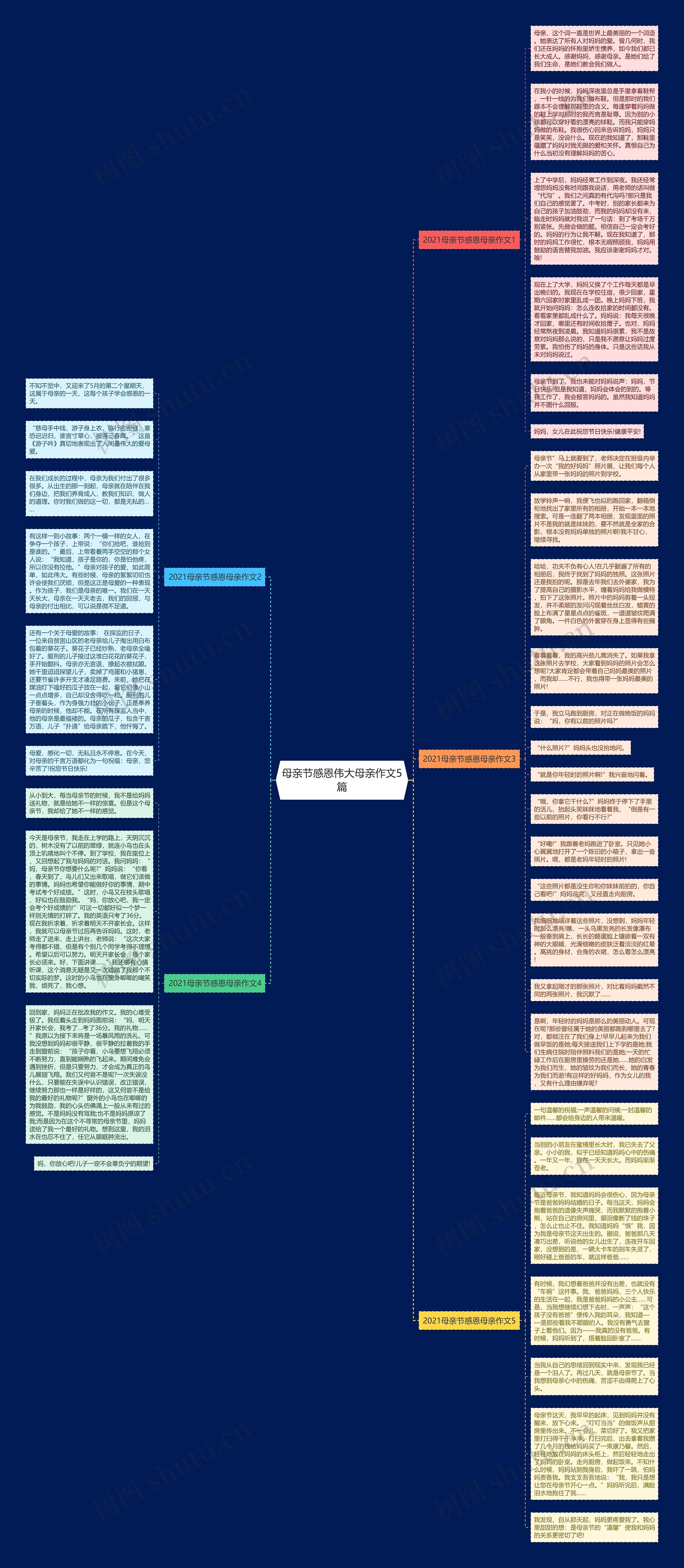 母亲节感恩伟大母亲作文5篇思维导图