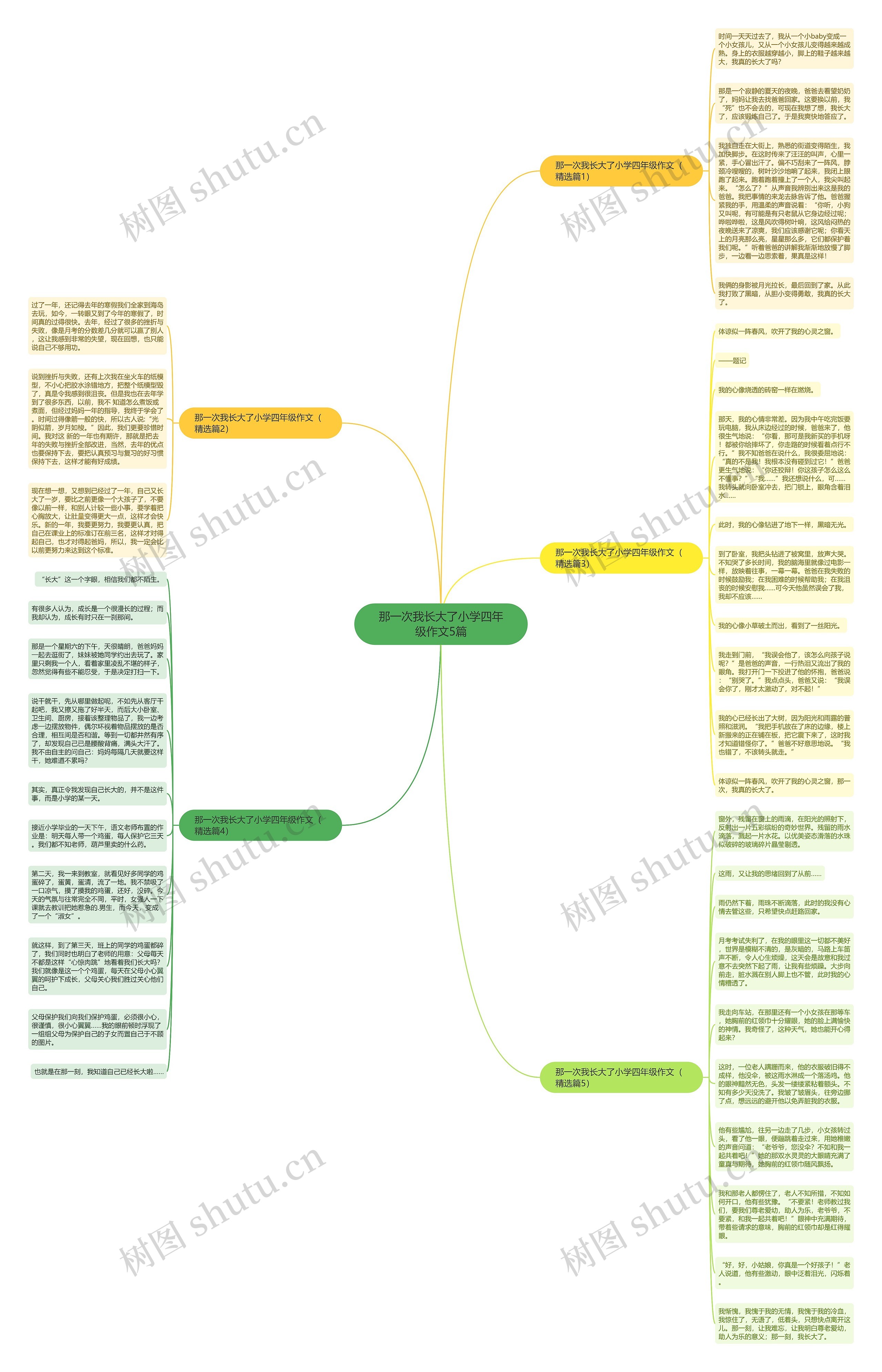 那一次我长大了小学四年级作文5篇思维导图
