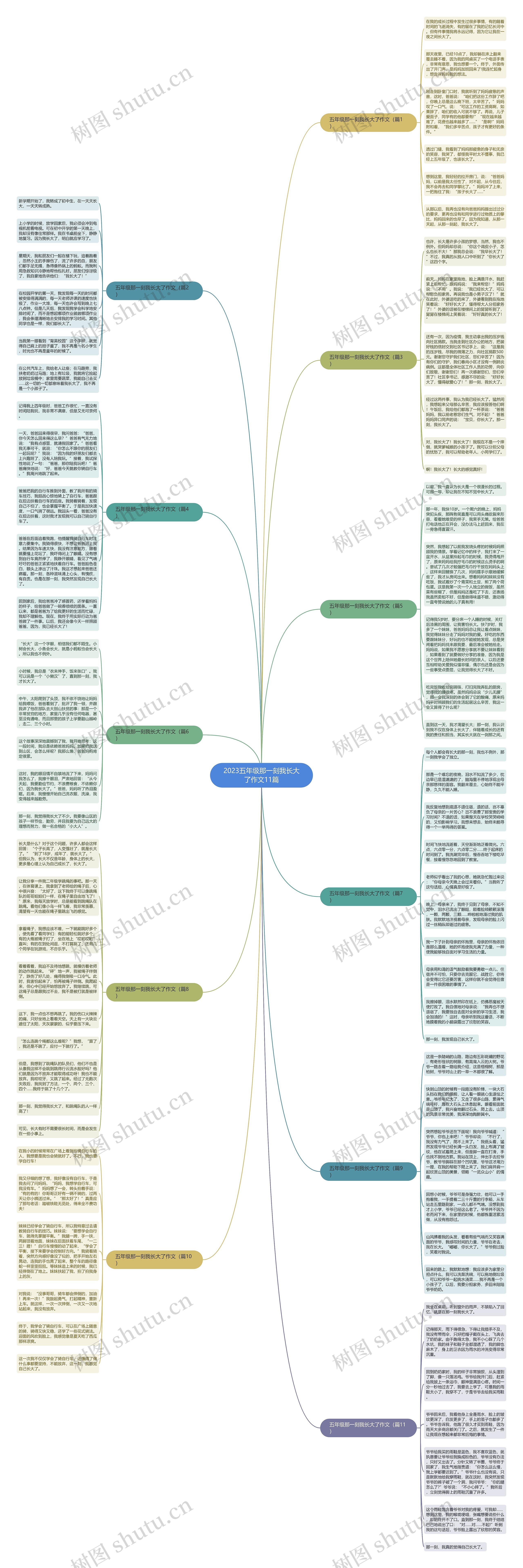 2023五年级那一刻我长大了作文11篇思维导图