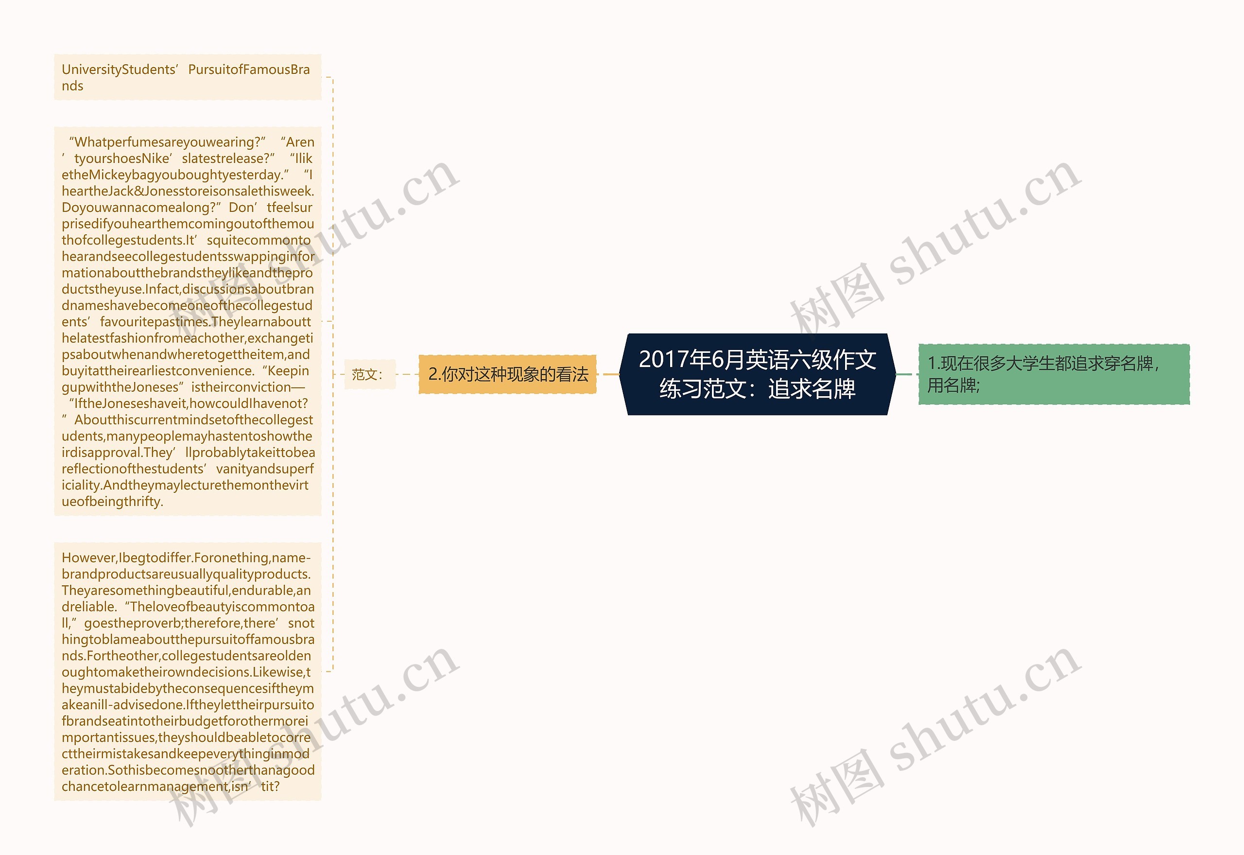 2017年6月英语六级作文练习范文：追求名牌