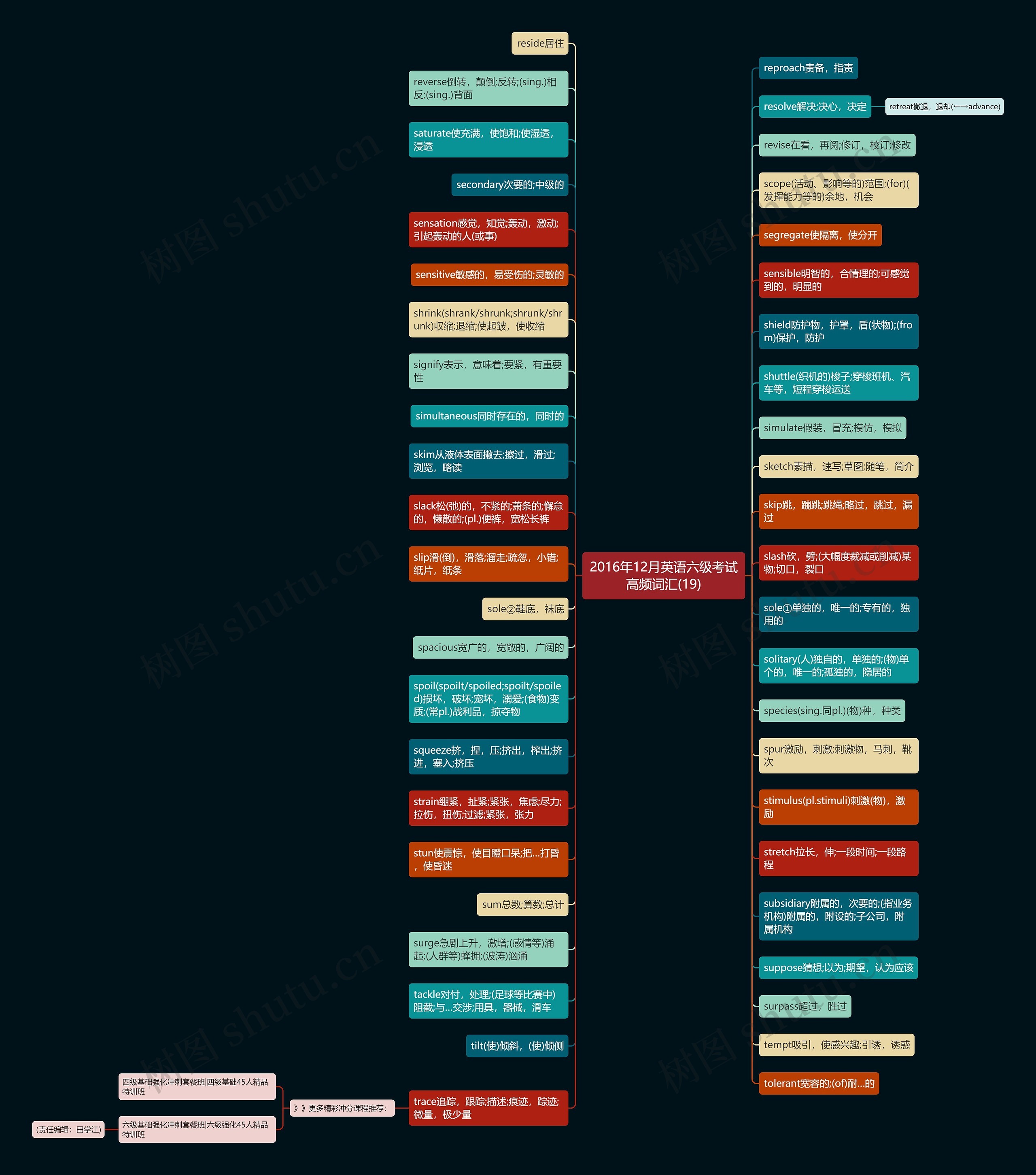 2016年12月英语六级考试高频词汇(19)思维导图