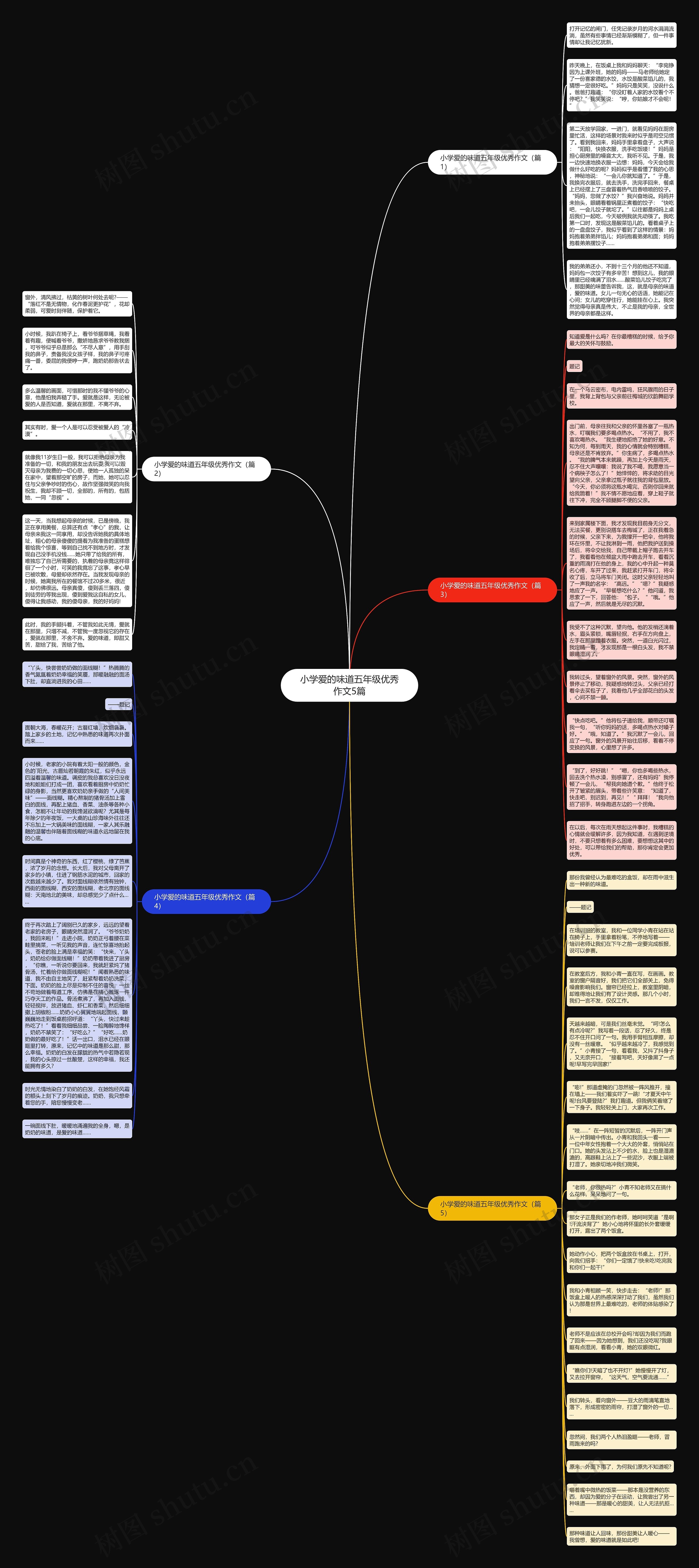 小学爱的味道五年级优秀作文5篇思维导图
