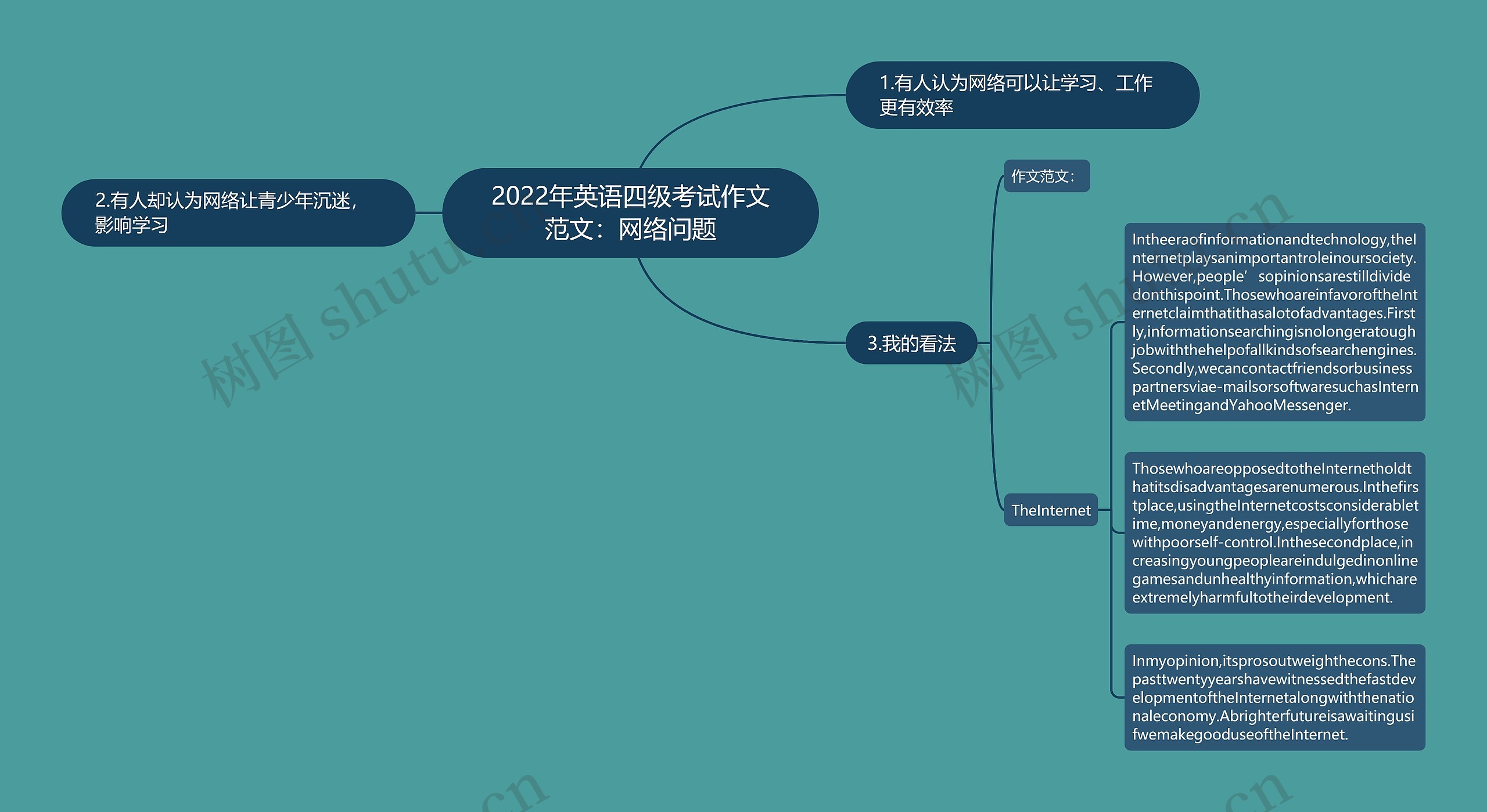 2022年英语四级考试作文范文：网络问题思维导图