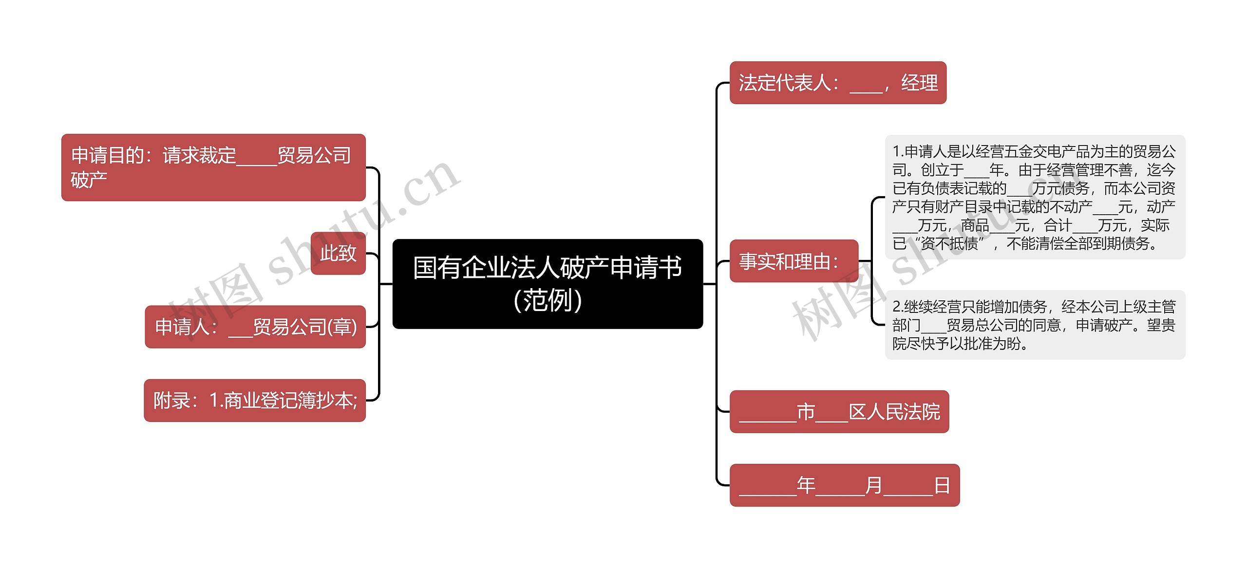 国有企业法人破产申请书（范例）