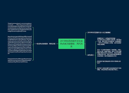 2019年6月四级作文社会热点类万能模板：两代关系