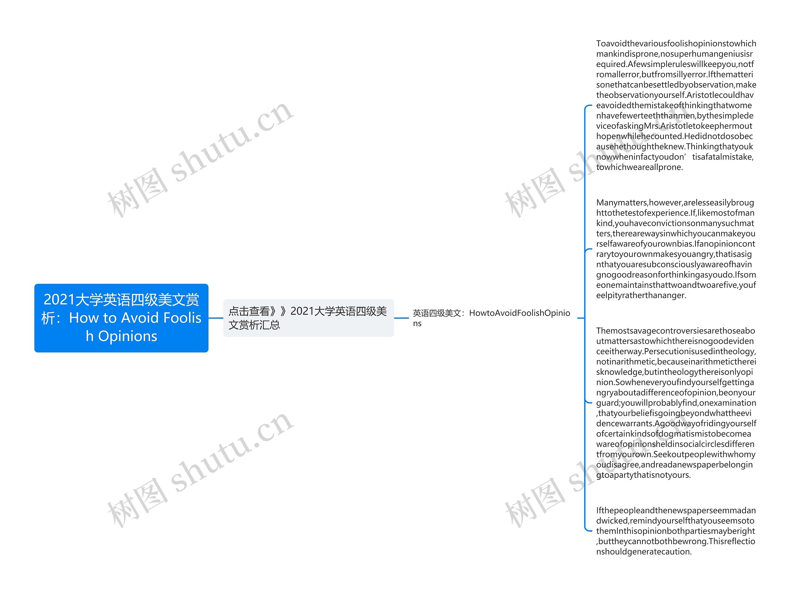 2021大学英语四级美文赏析:How to Avoid Foolish Opinions思维导图高清图 2021大学英语四级美文赏析:How to Avoid Foolish Opinions思维导图