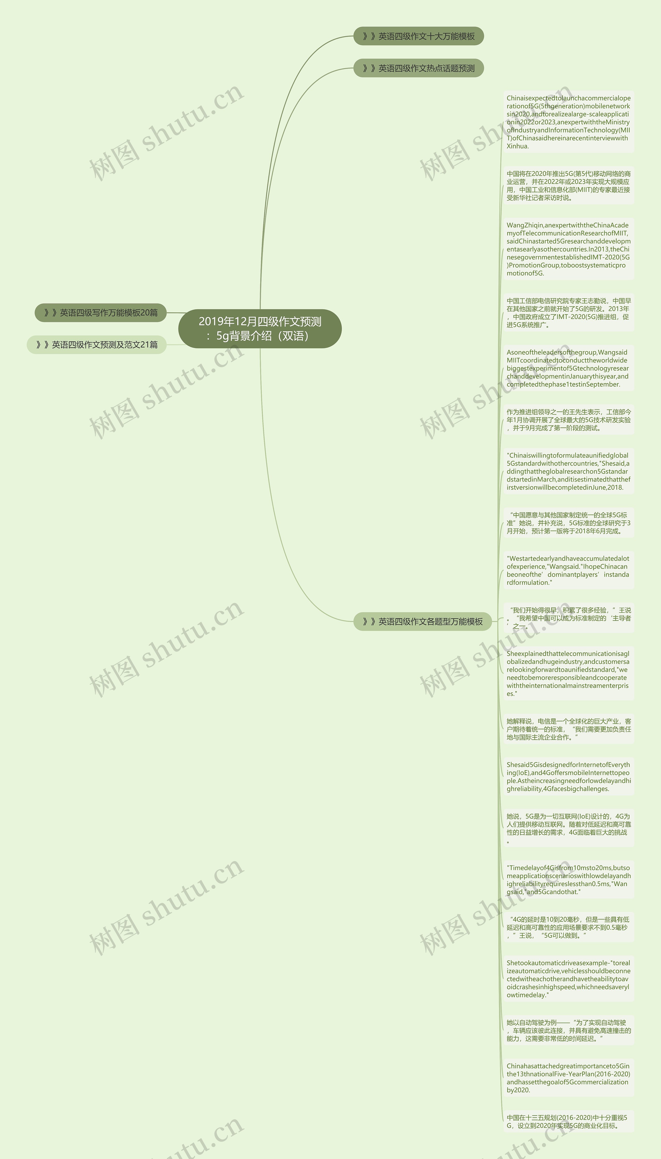 2019年12月四级作文预测：5g背景介绍（双语）思维导图