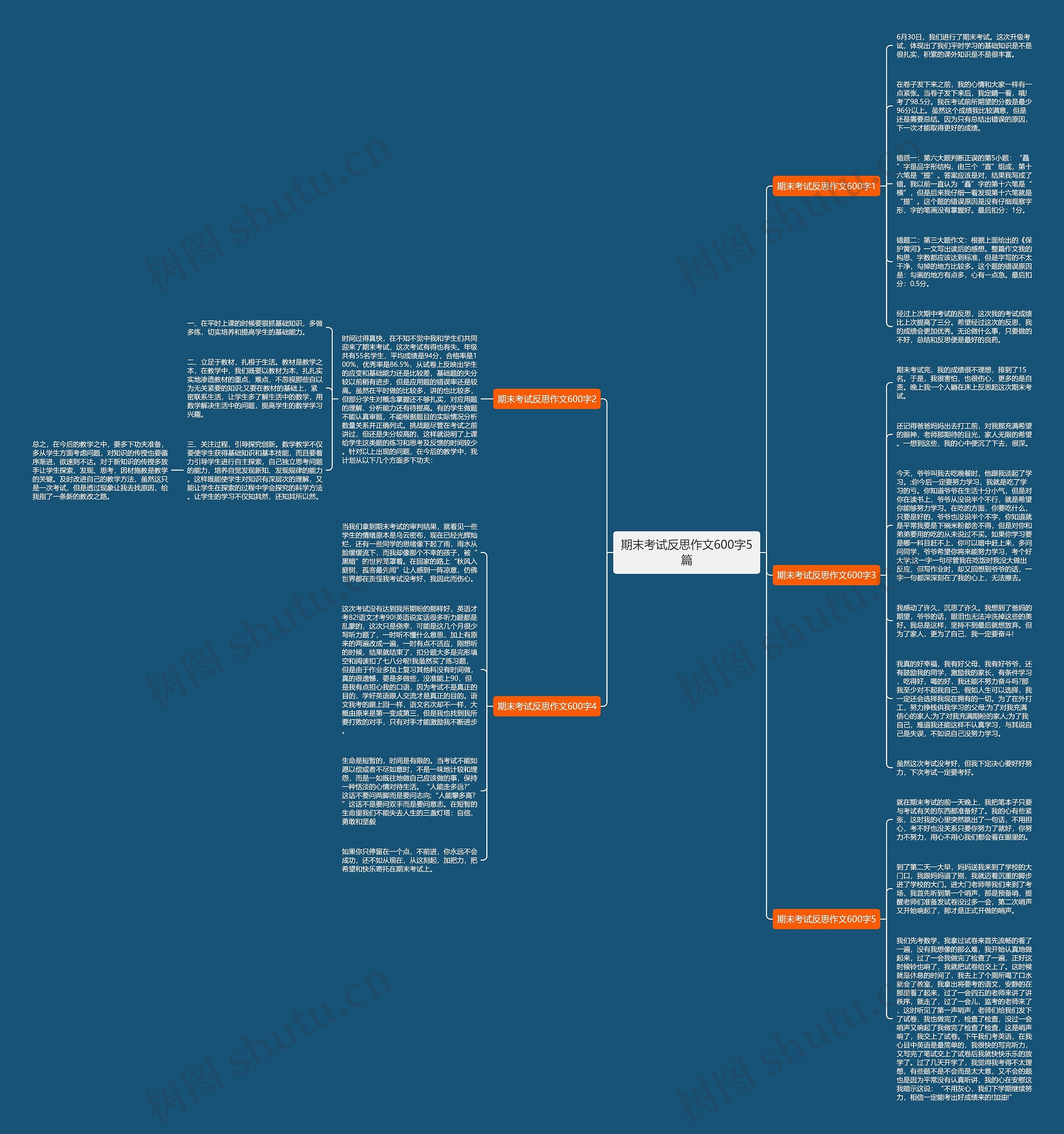 期末考试反思作文600字5篇思维导图