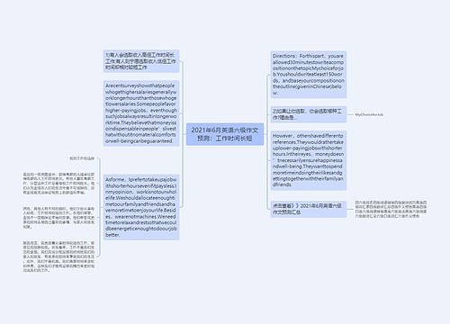 2021年6月英语六级作文预测：工作时间长短