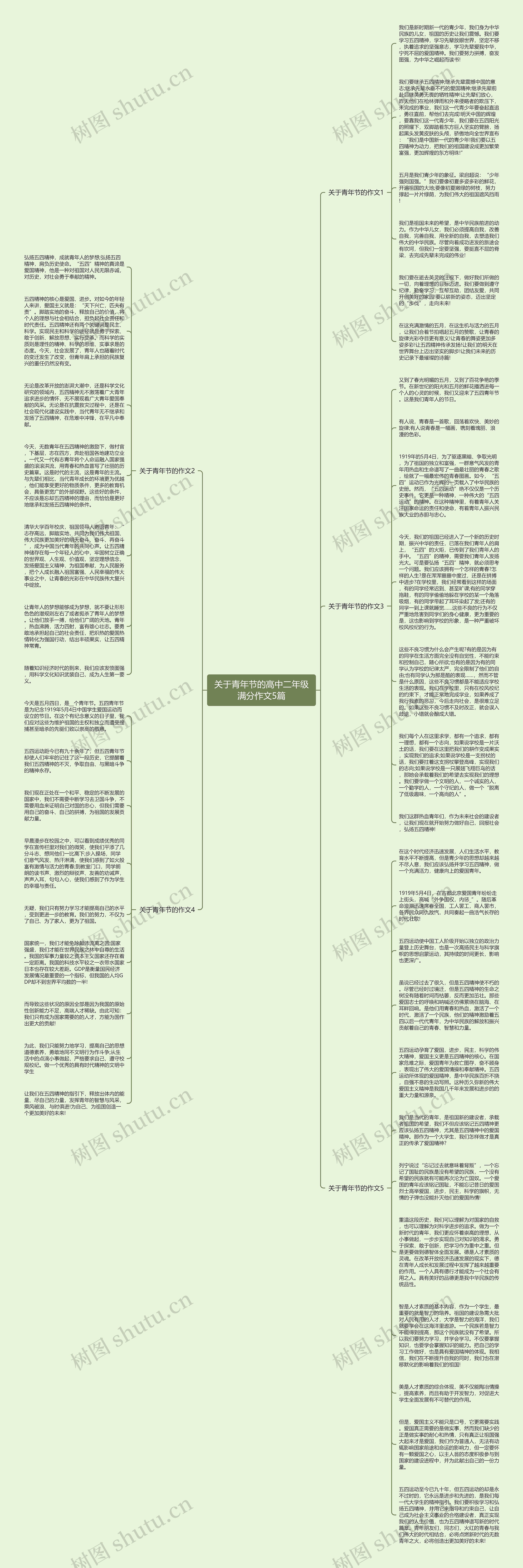 关于青年节的高中二年级满分作文5篇思维导图