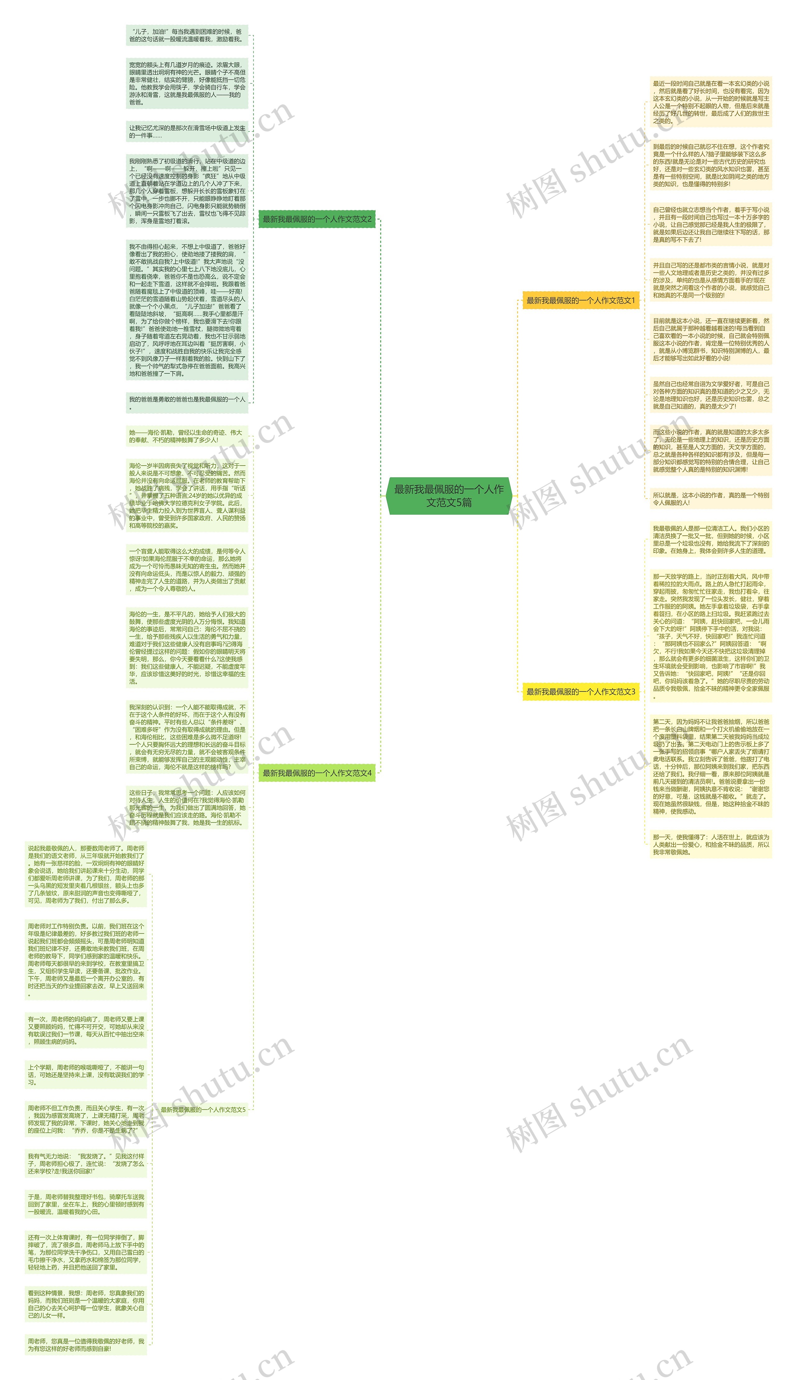 最新我最佩服的一个人作文范文5篇思维导图