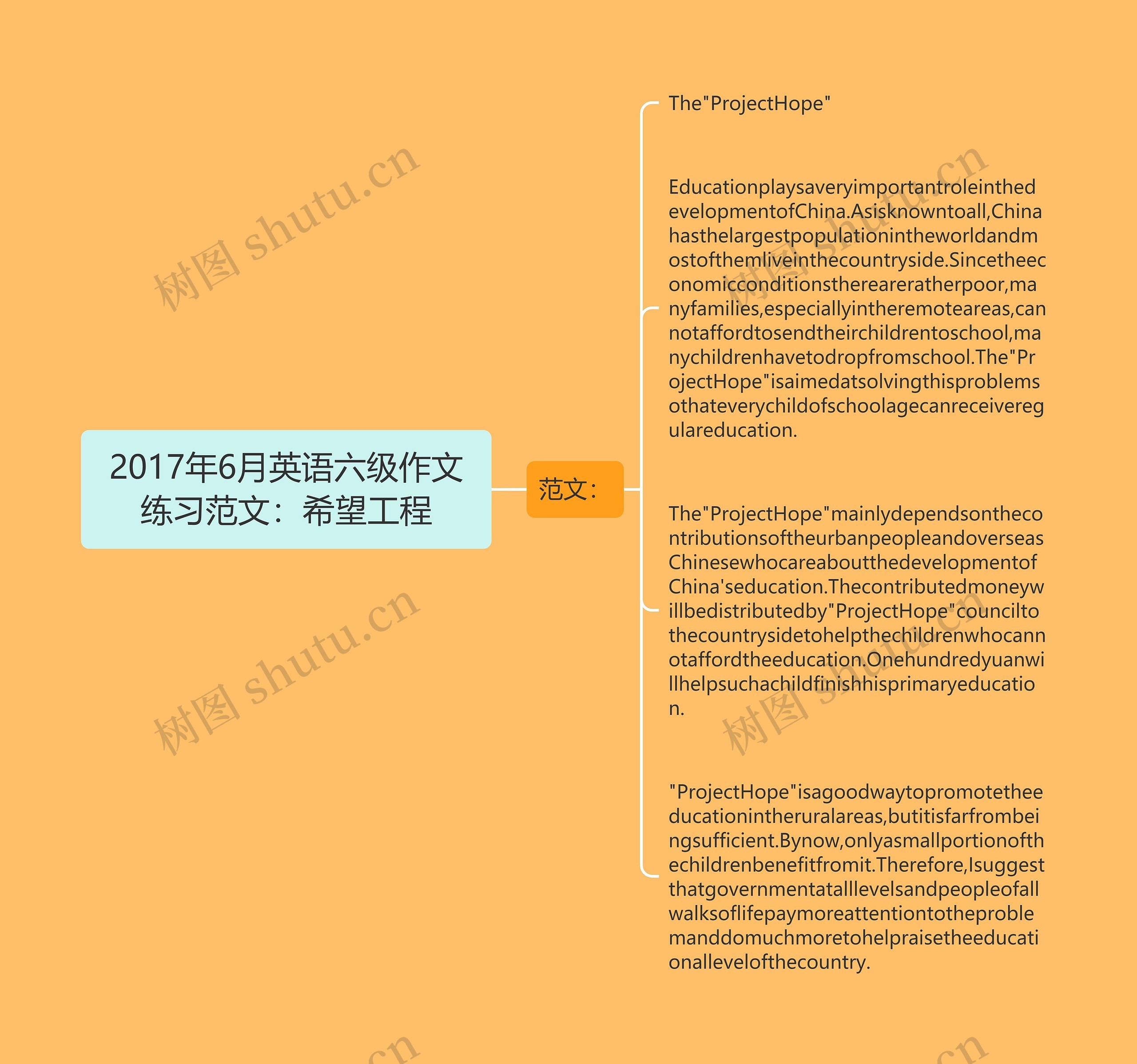 2017年6月英语六级作文练习范文：希望工程