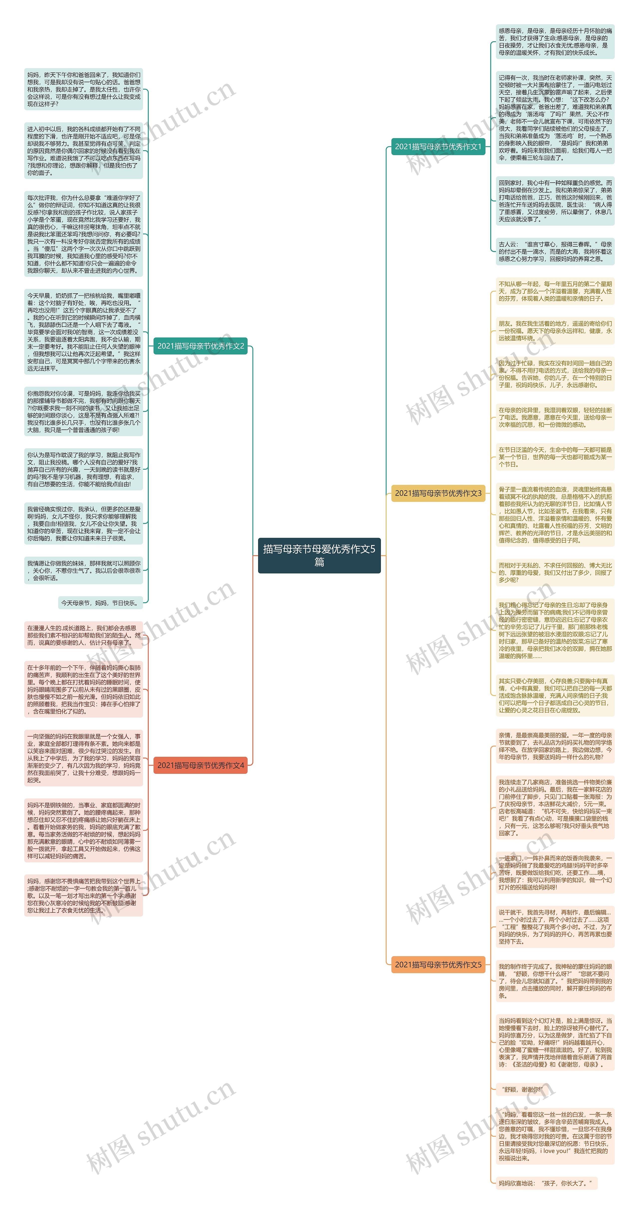 描写母亲节母爱优秀作文5篇思维导图