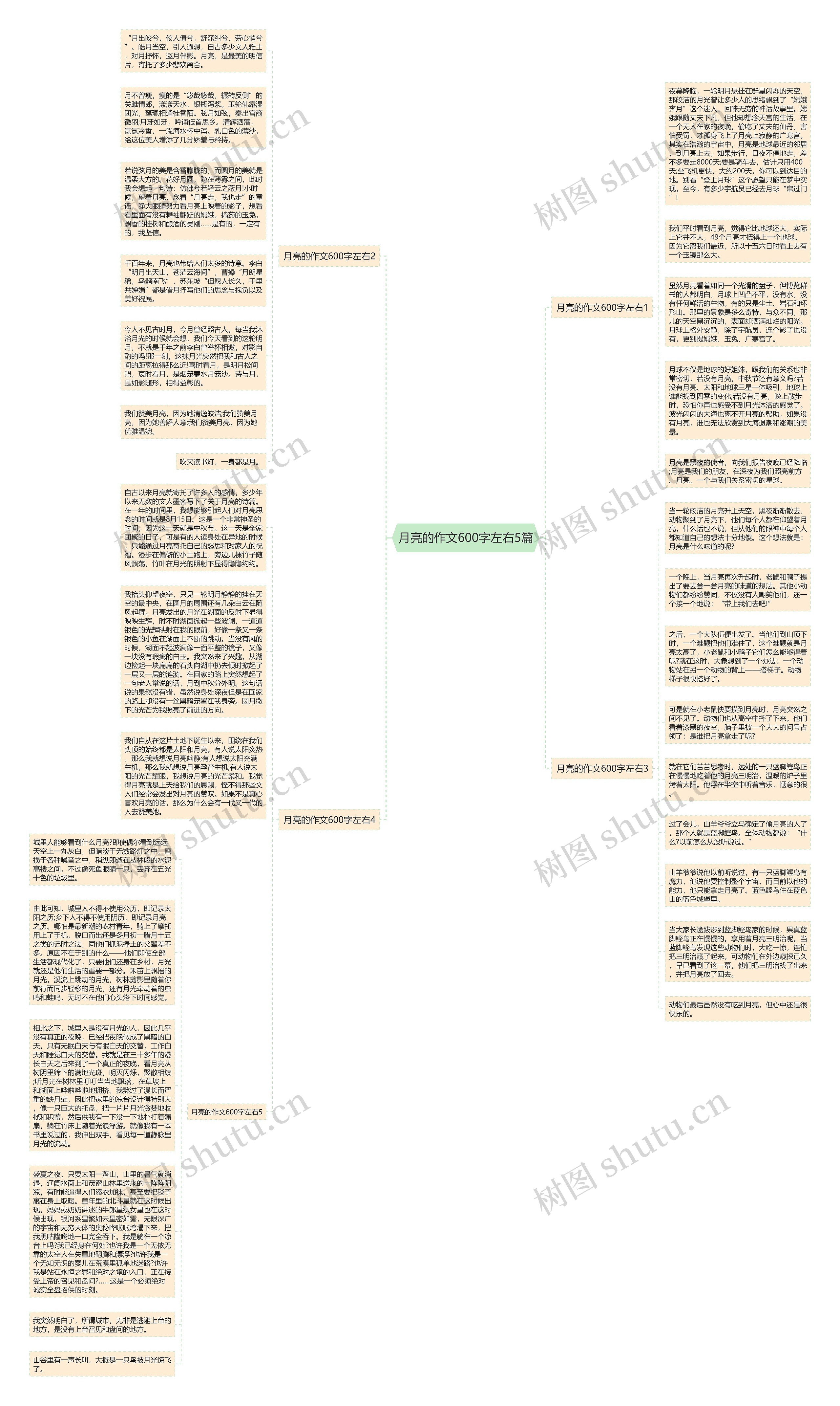 月亮的作文600字左右5篇思维导图