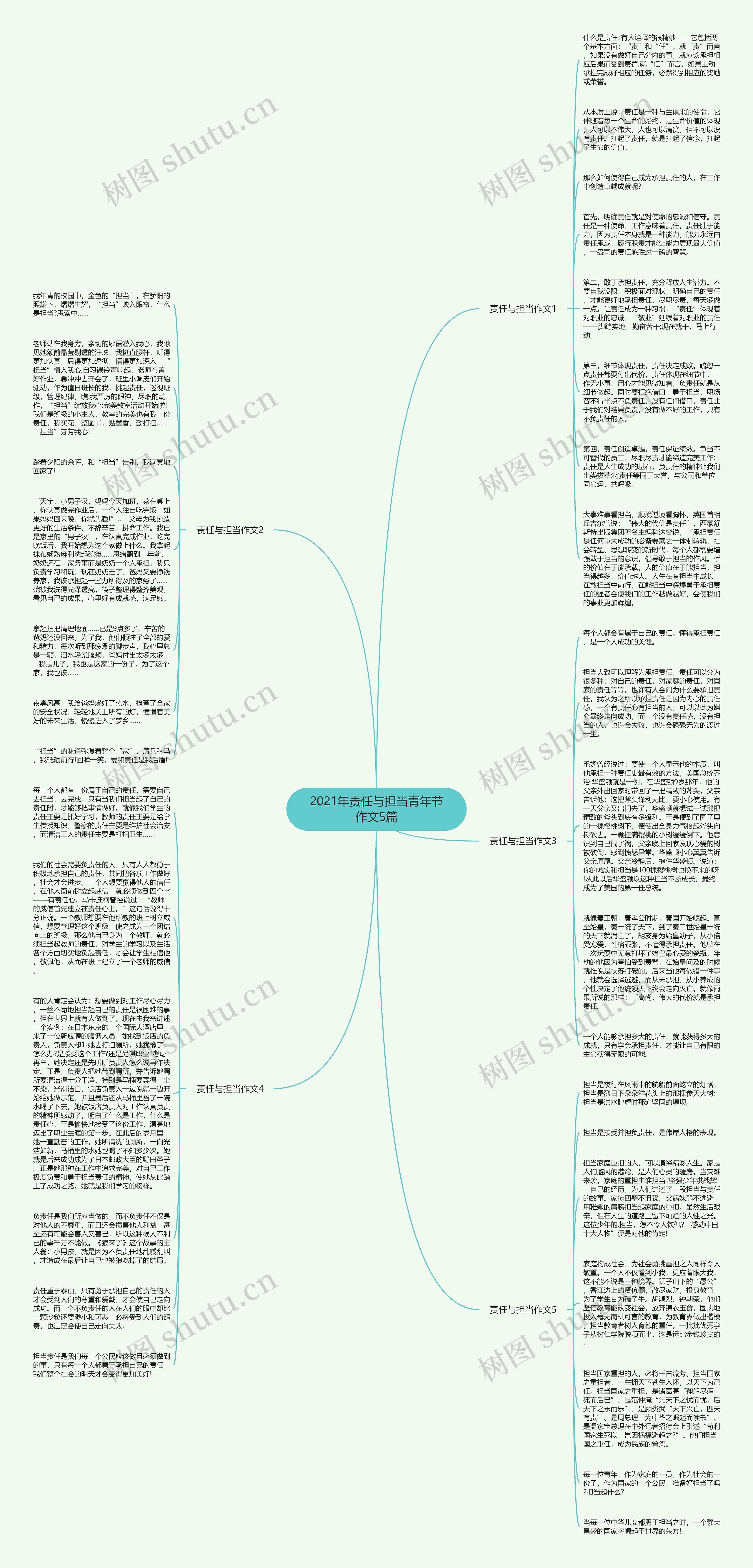 2021年责任与担当青年节作文5篇思维导图