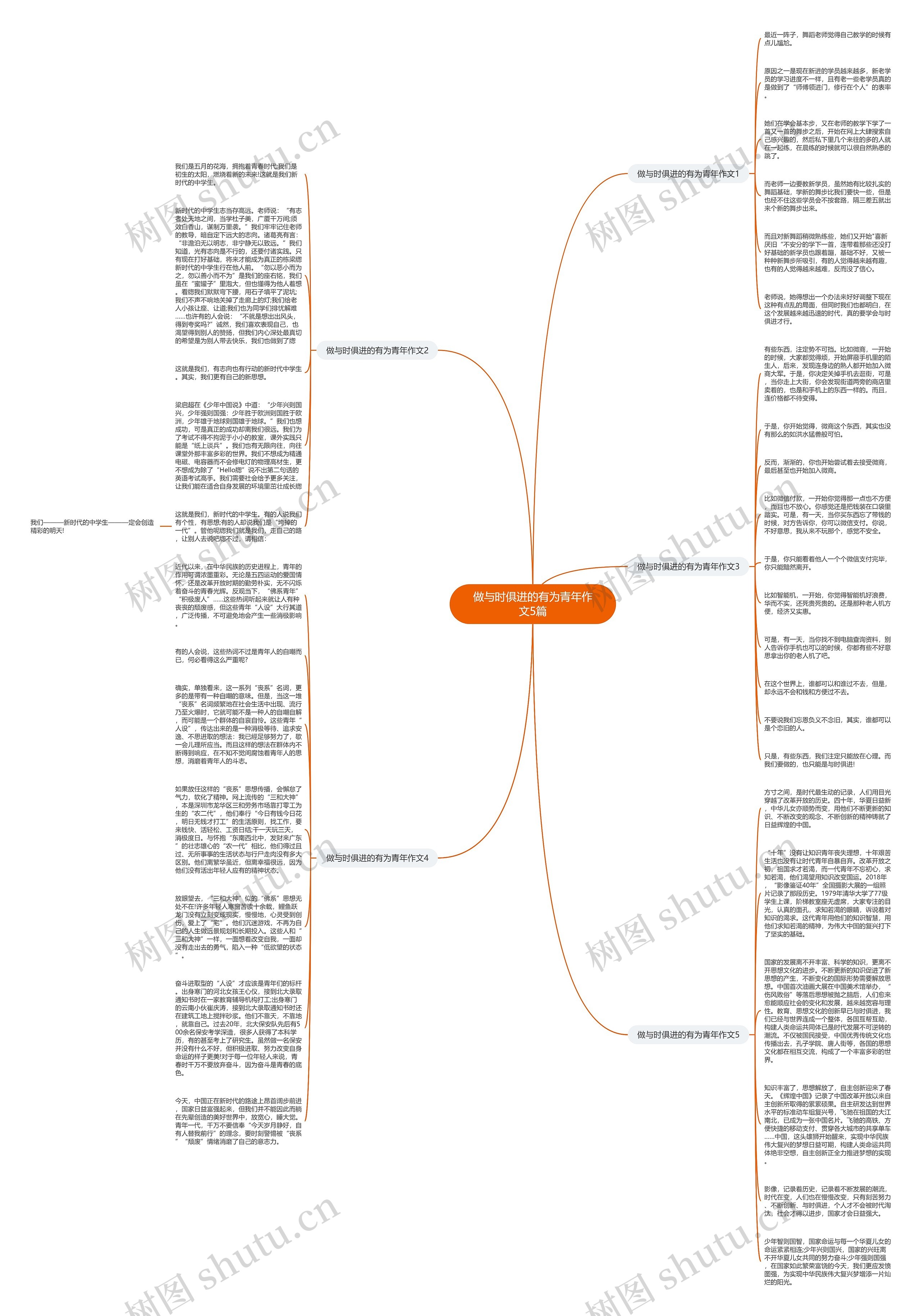 做与时俱进的有为青年作文5篇思维导图