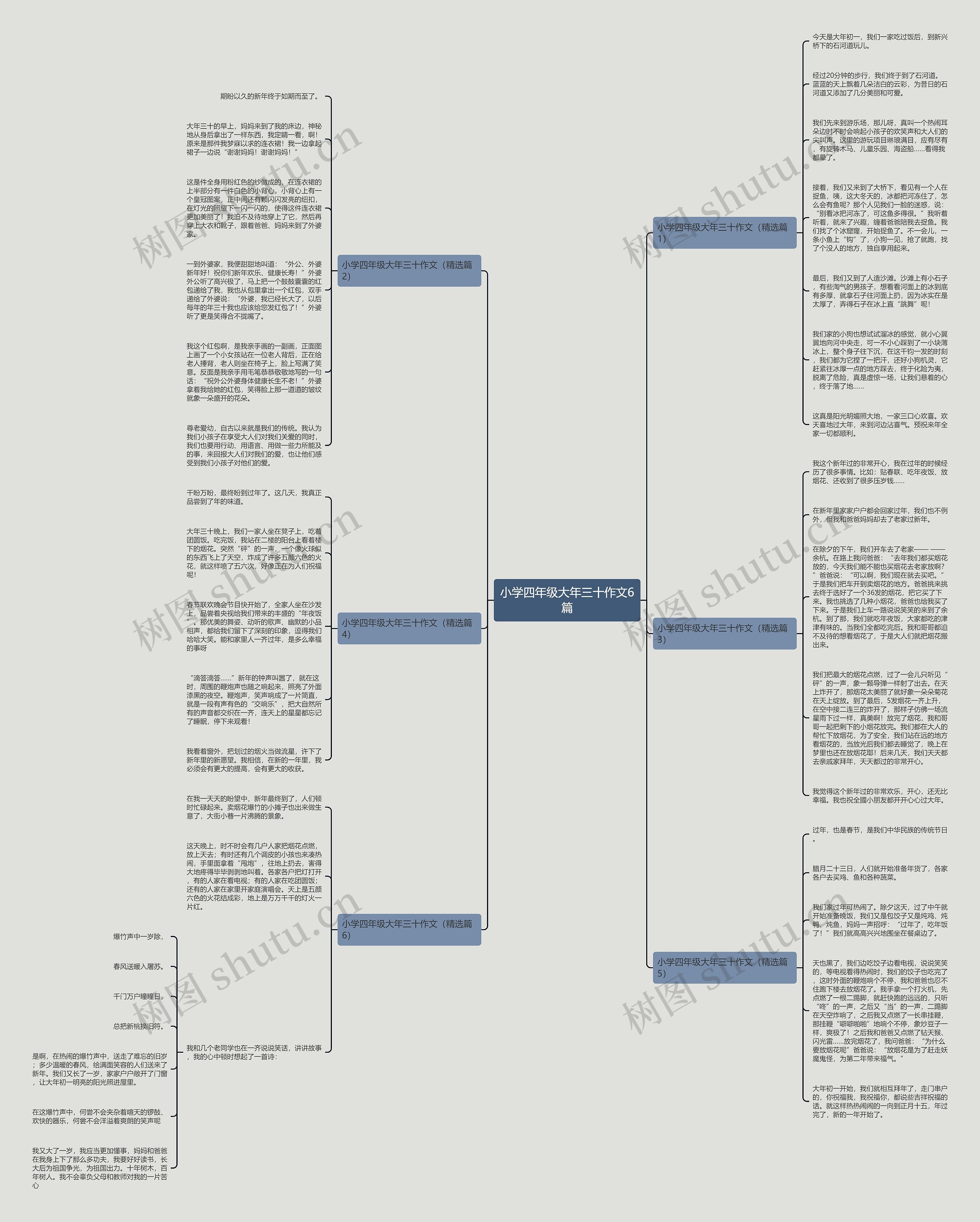 小学四年级大年三十作文6篇思维导图