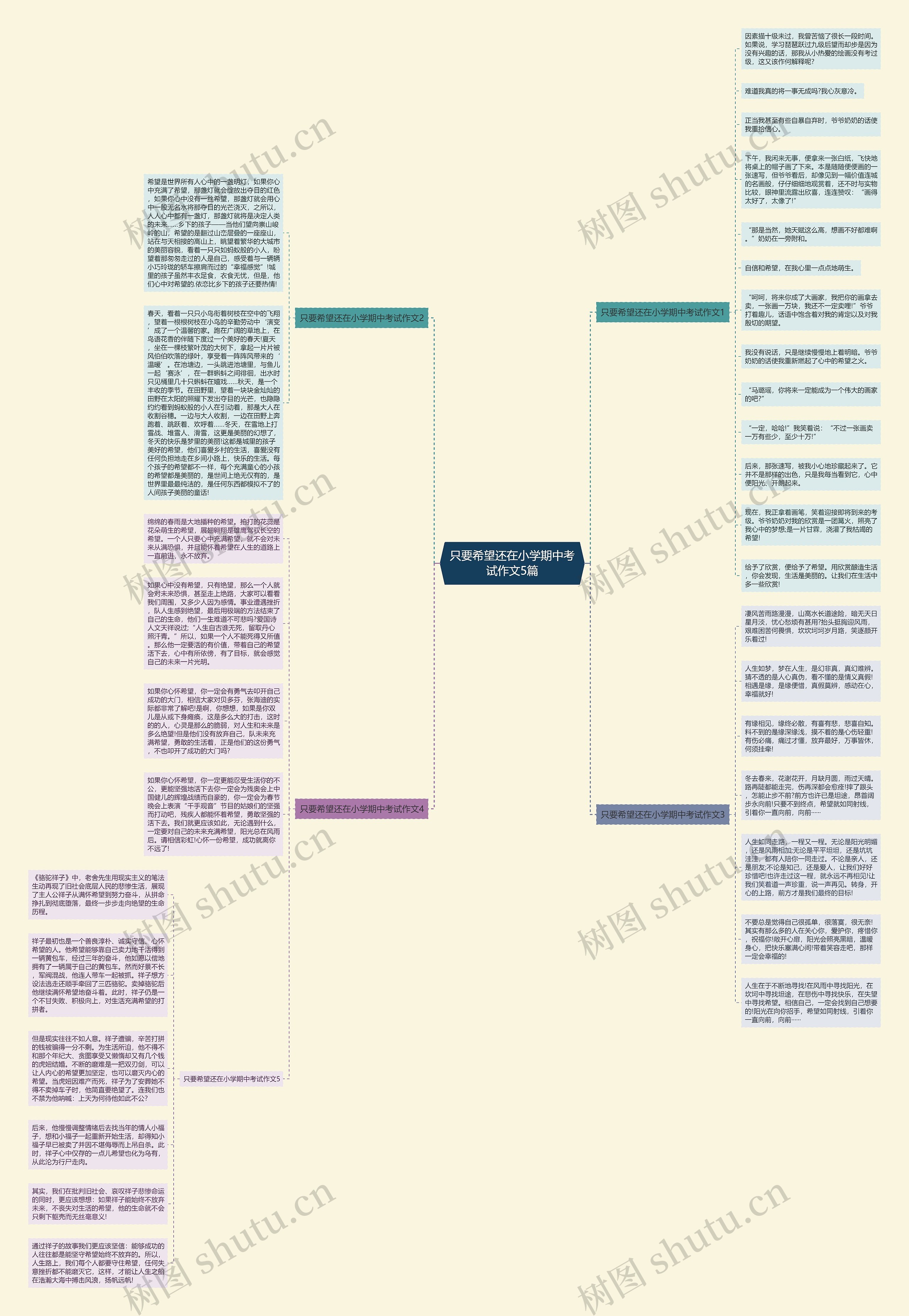 只要希望还在小学期中考试作文5篇思维导图