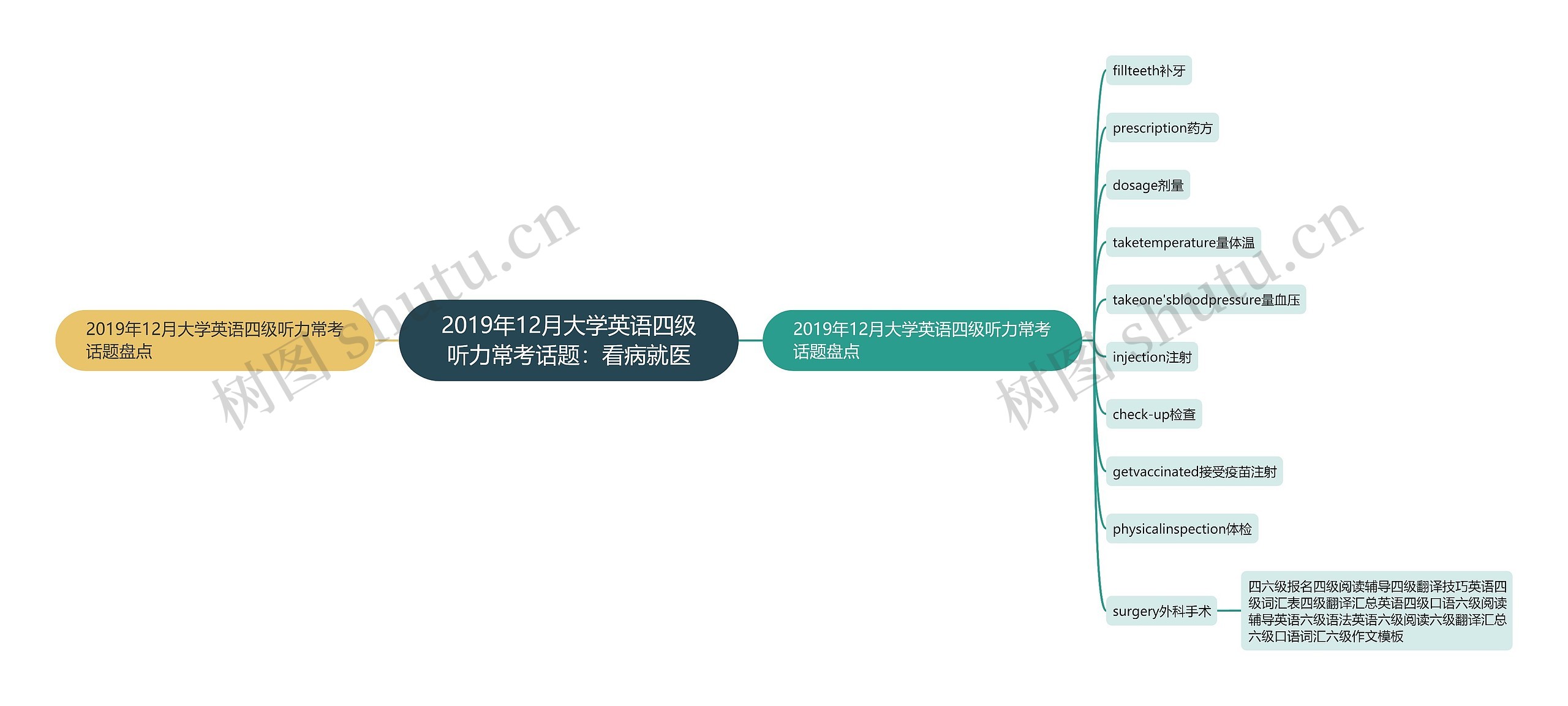 2019年12月大学英语四级听力常考话题：看病就医思维导图