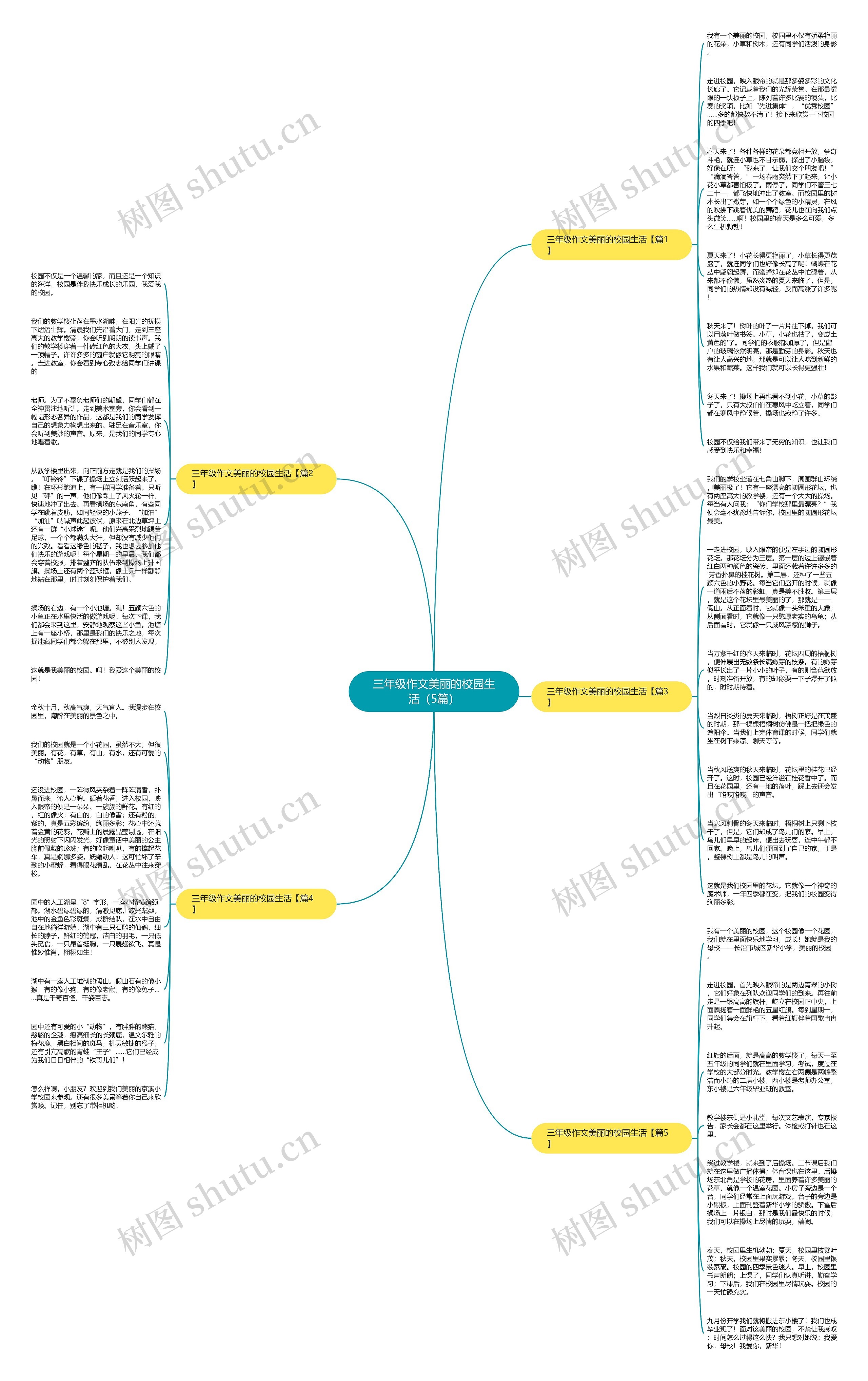 三年级作文美丽的校园生活（5篇）思维导图