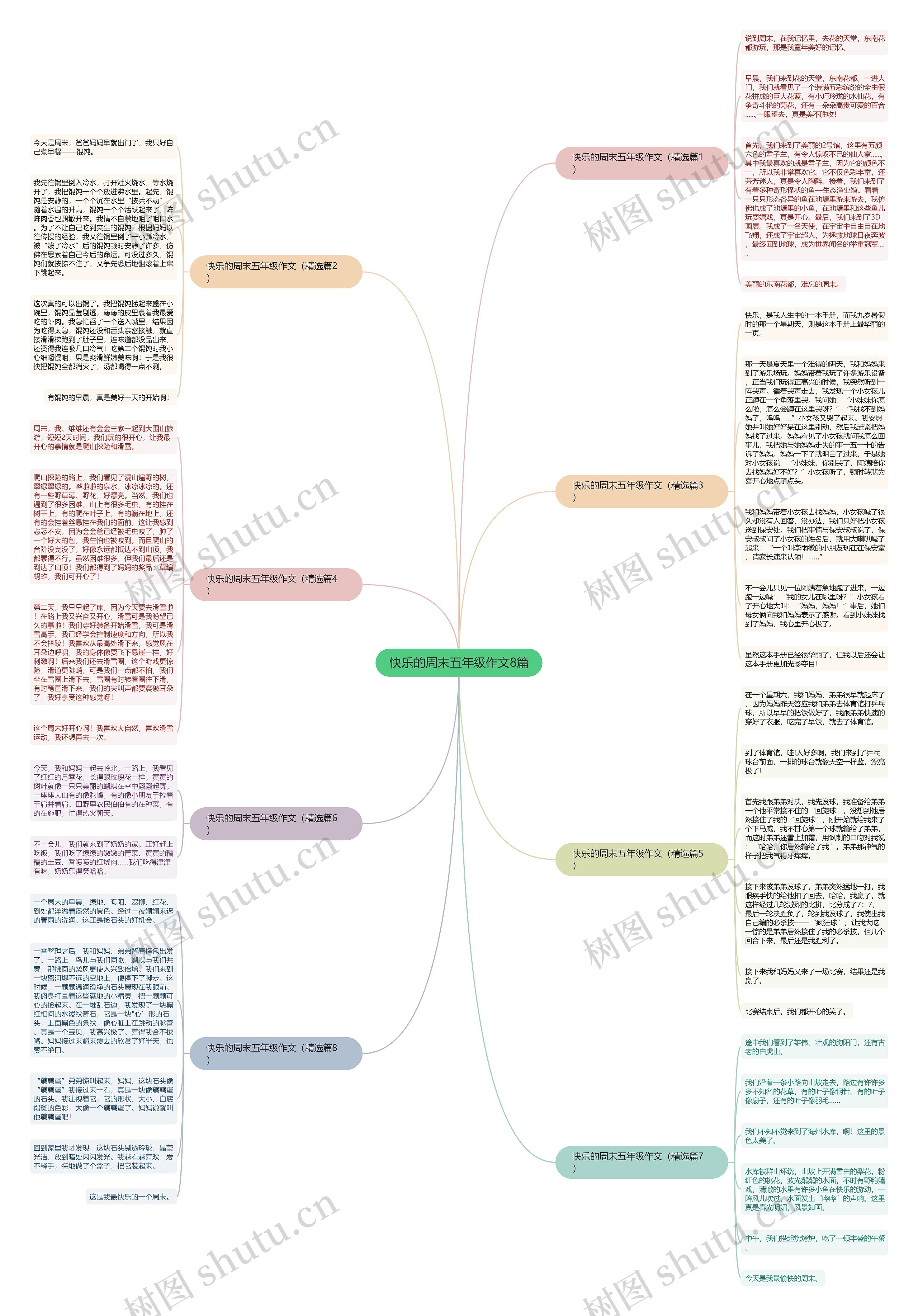 快乐的周末五年级作文8篇思维导图