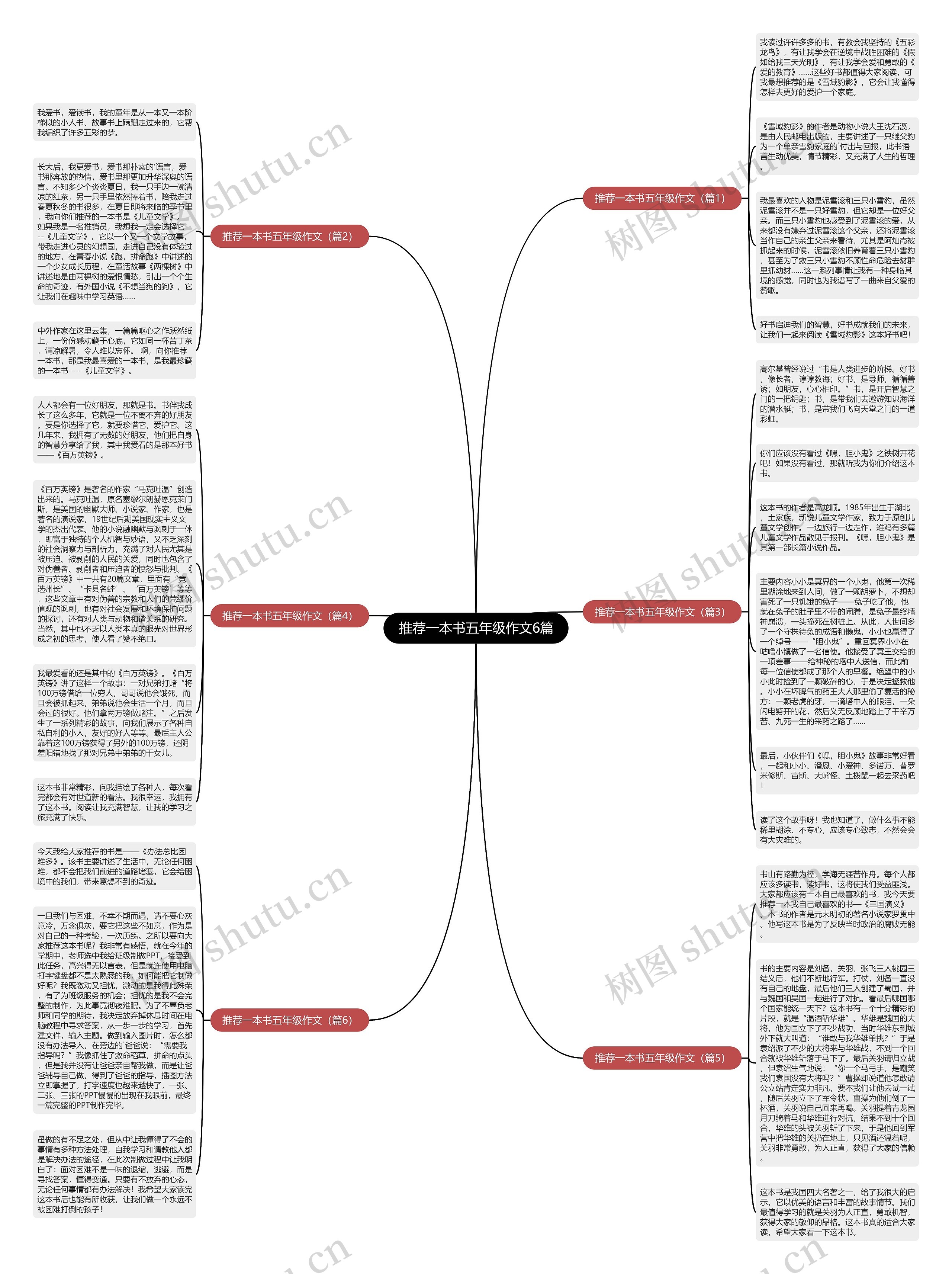 推荐一本书五年级作文6篇思维导图