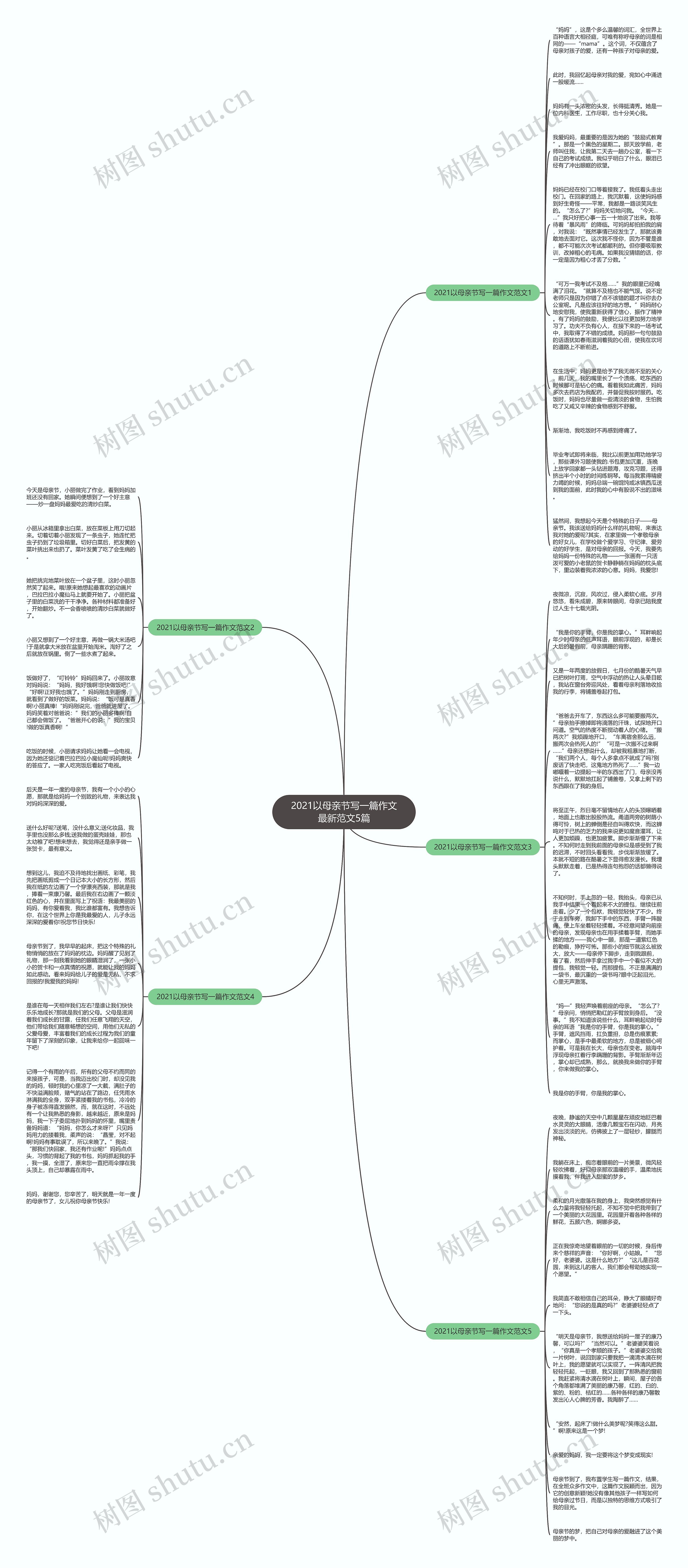 2021以母亲节写一篇作文最新范文5篇思维导图