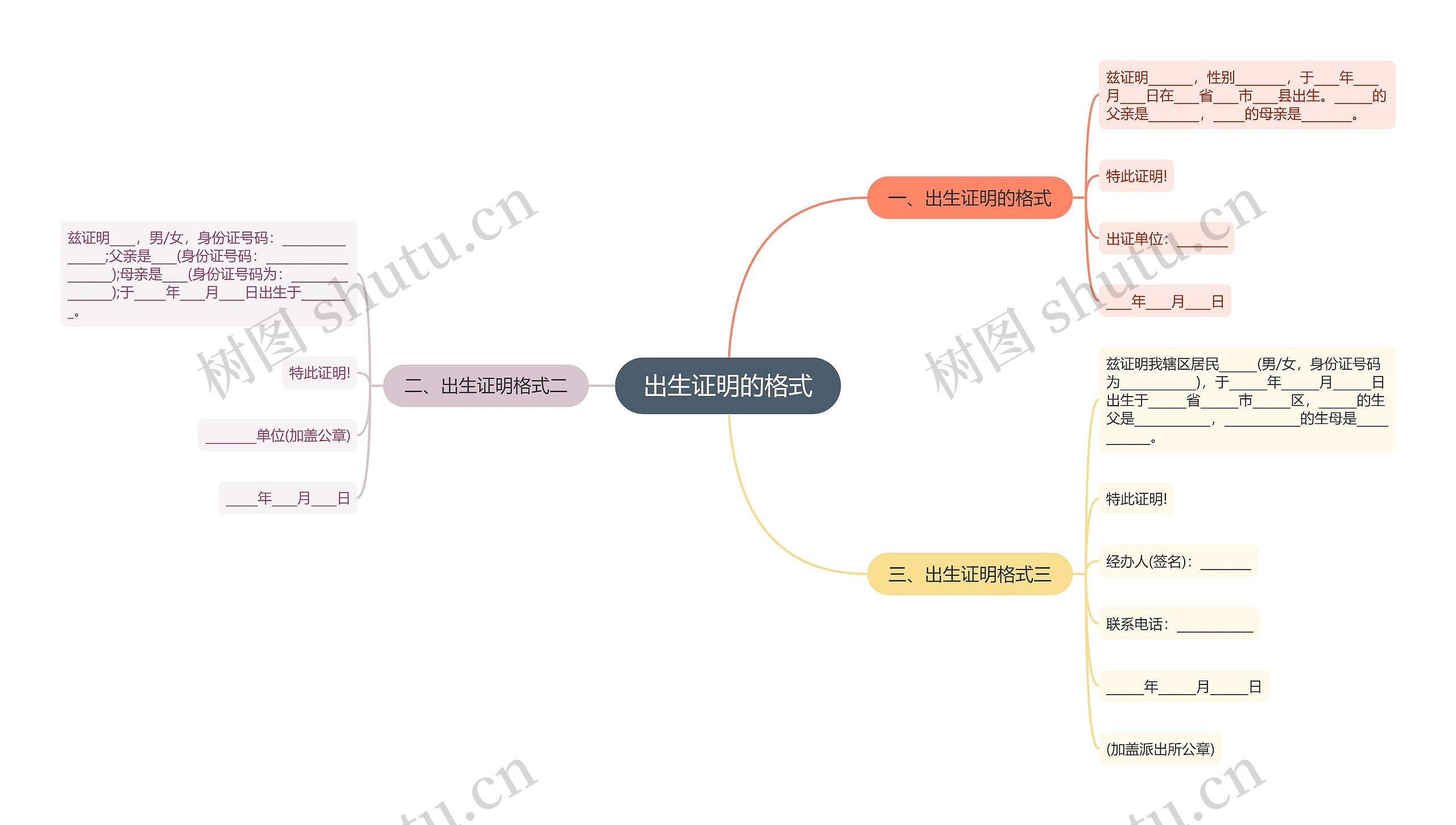 出生证明的格式思维导图