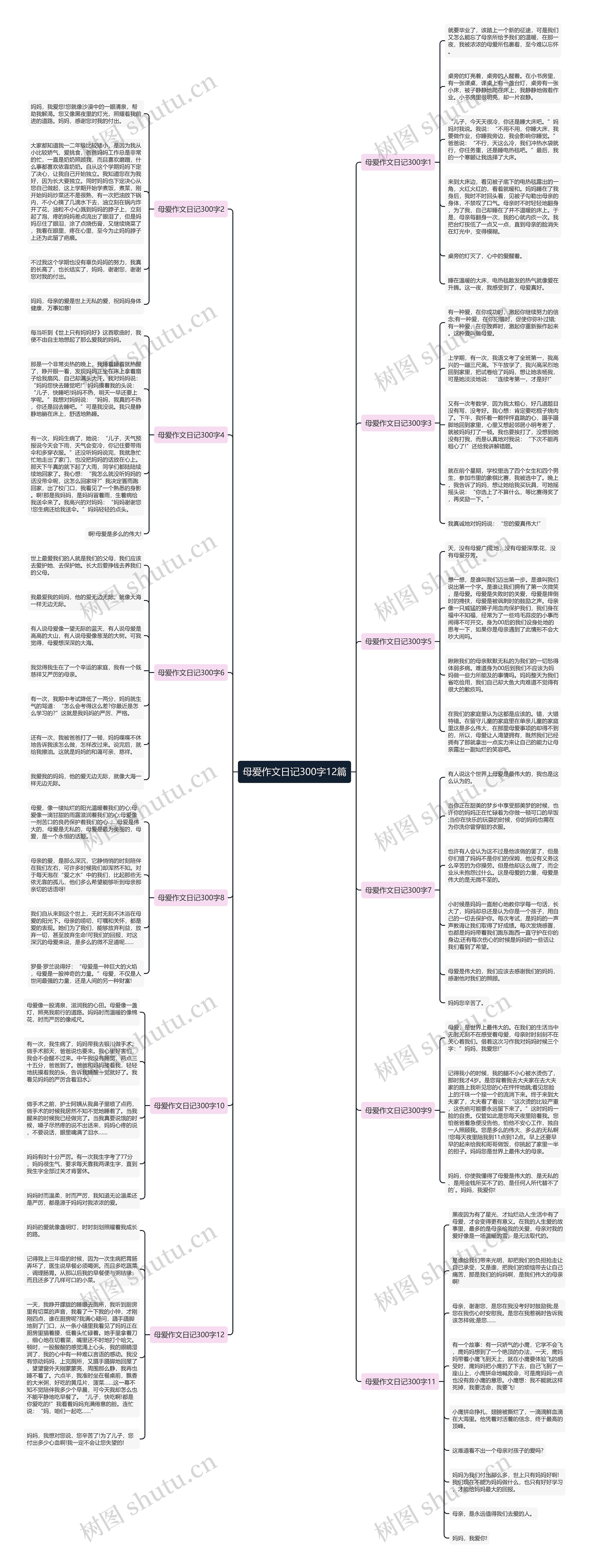 母爱作文日记300字12篇思维导图