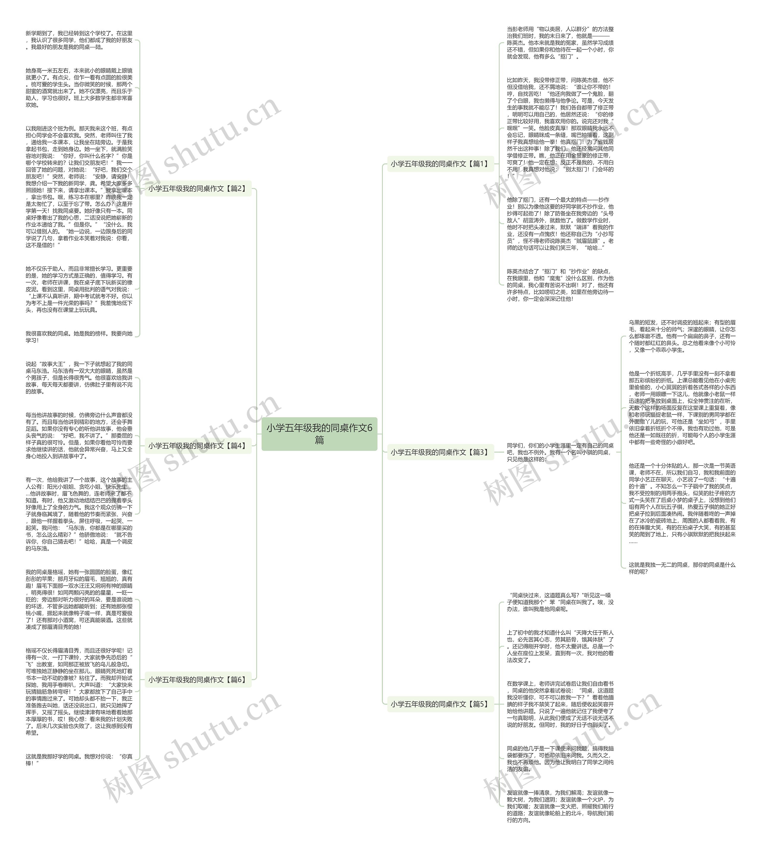 小学五年级我的同桌作文6篇思维导图