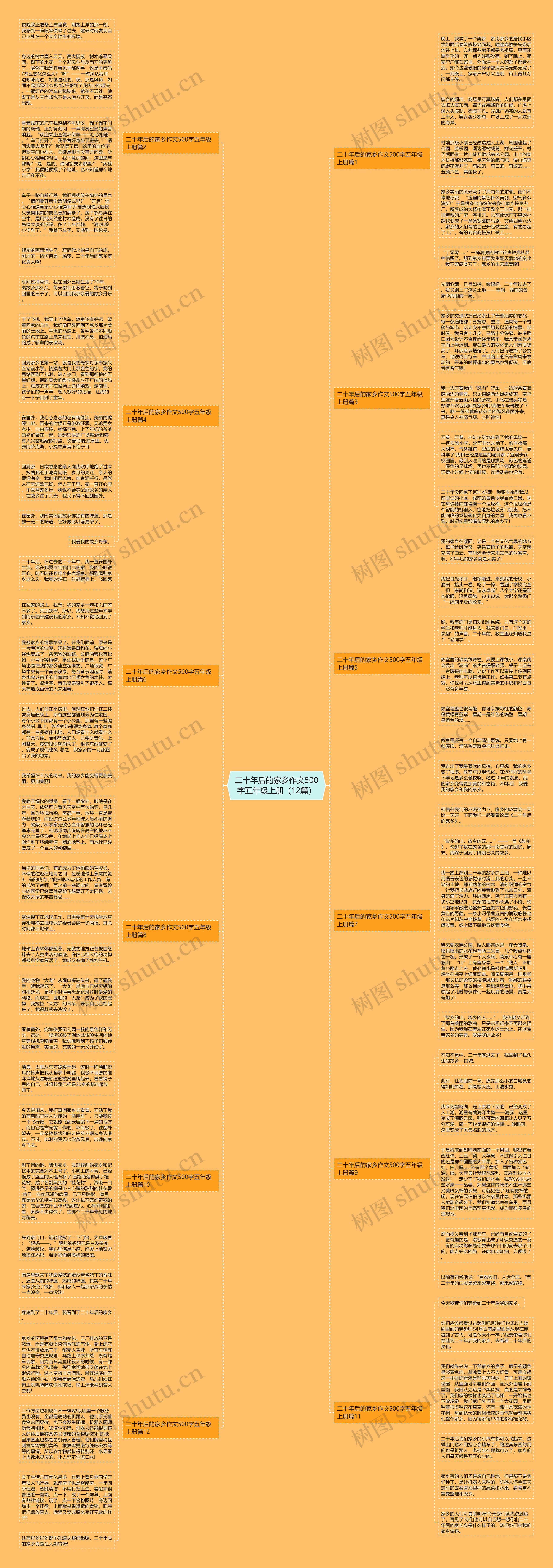 二十年后的家乡作文500字五年级上册（12篇）思维导图