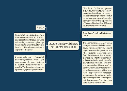 2022英语四级考试作文范文：通过外表来判断别